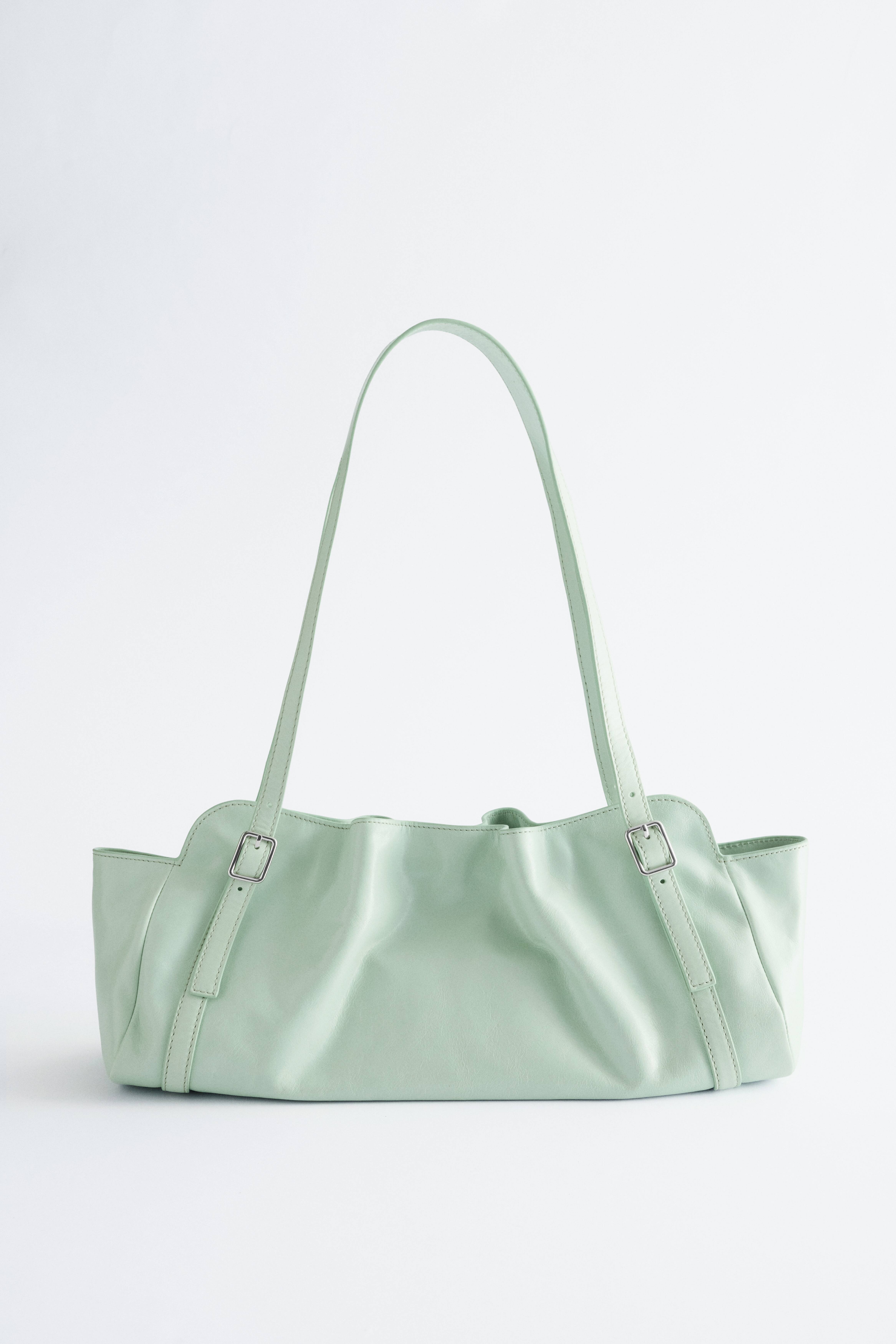 Low-profile Leather Shoulder Bag - Mint
