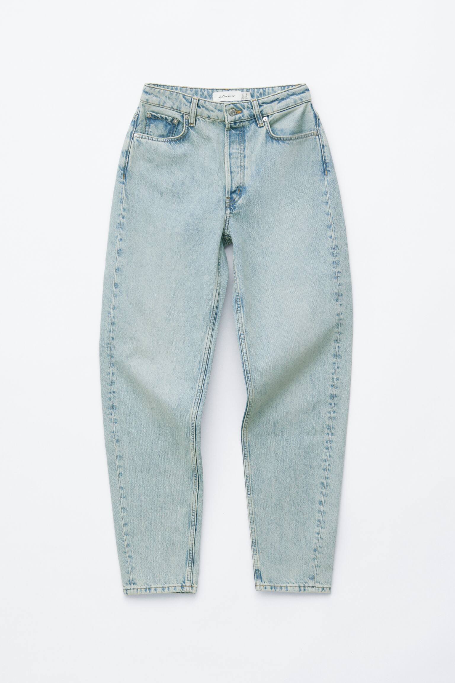 Jeans med hög midja och raka ben - Ljusblå/Klarröd - 2