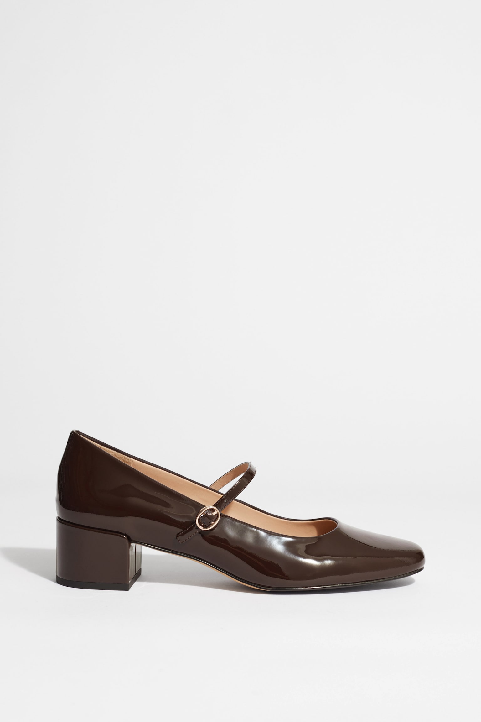 Mary-Jane Leather Pumps - Brown/Black - 2