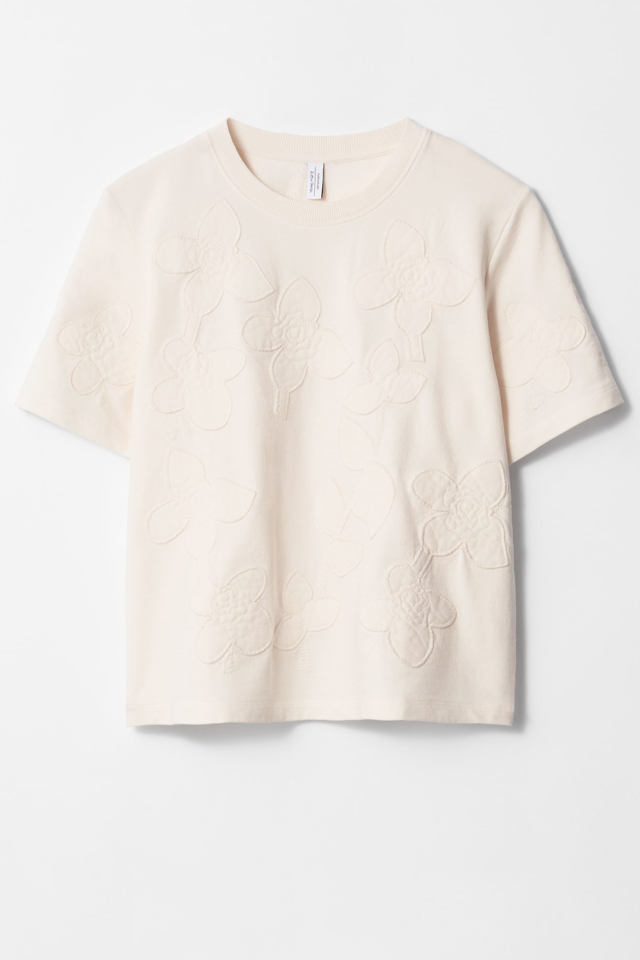 Haut Blanc à Motifs Floraux Damart Taille 18/20 - Occasion Très Bon état, Manches Courtes