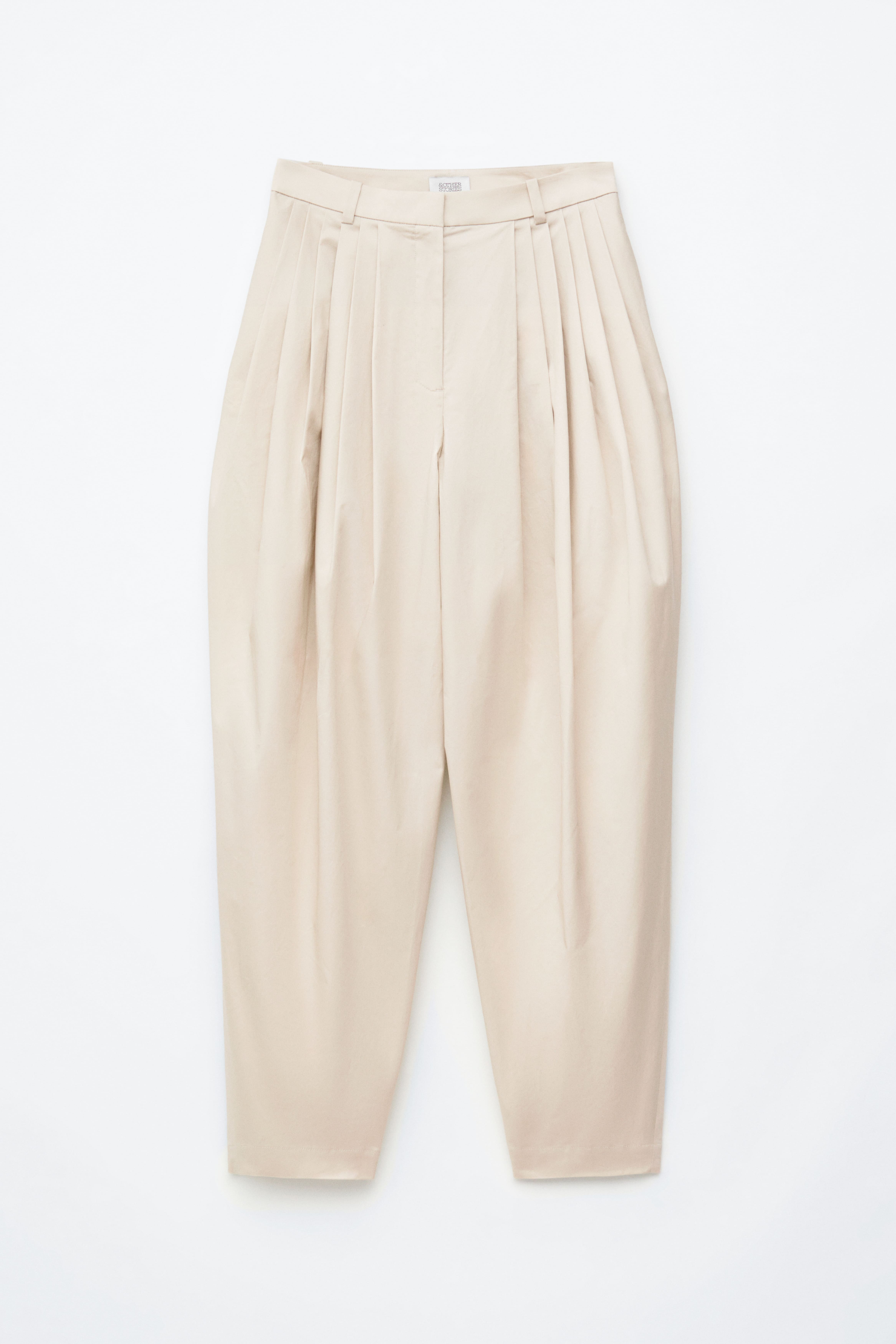 Barrel-Leg Pleated Trousers - Off-white