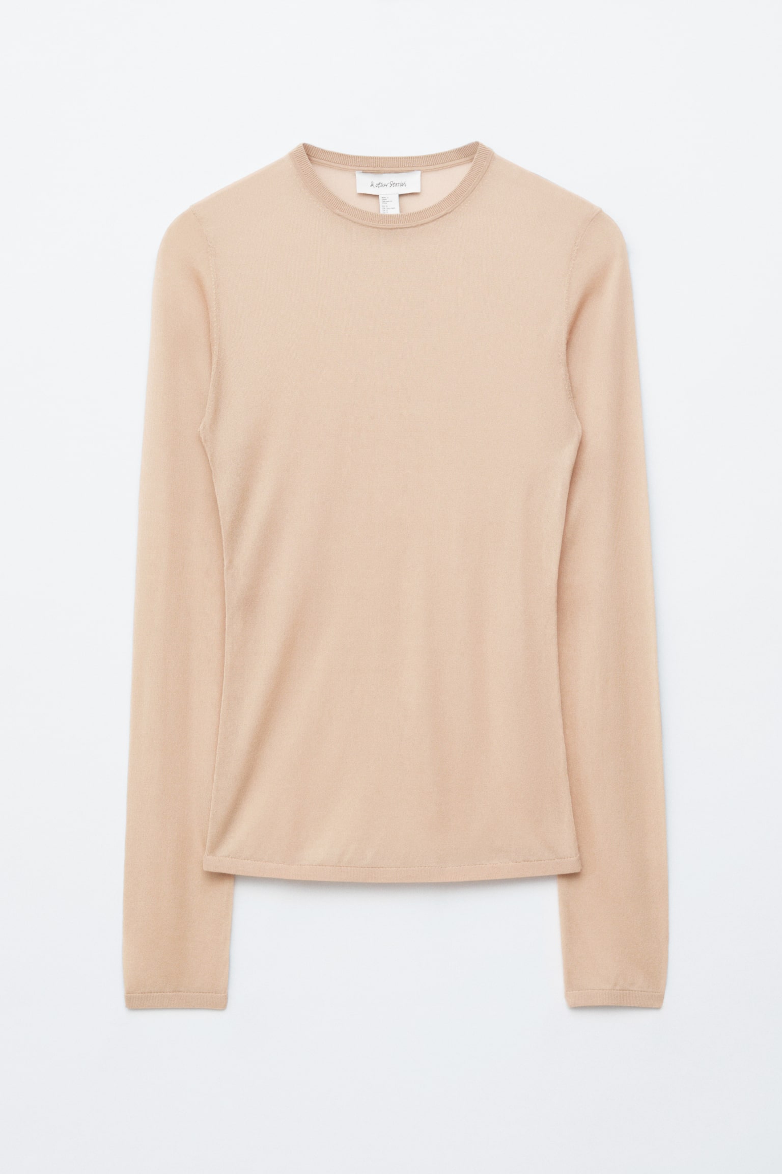 Fijngebreide doorschijnende top - Beige/Hemelsblauw - 2