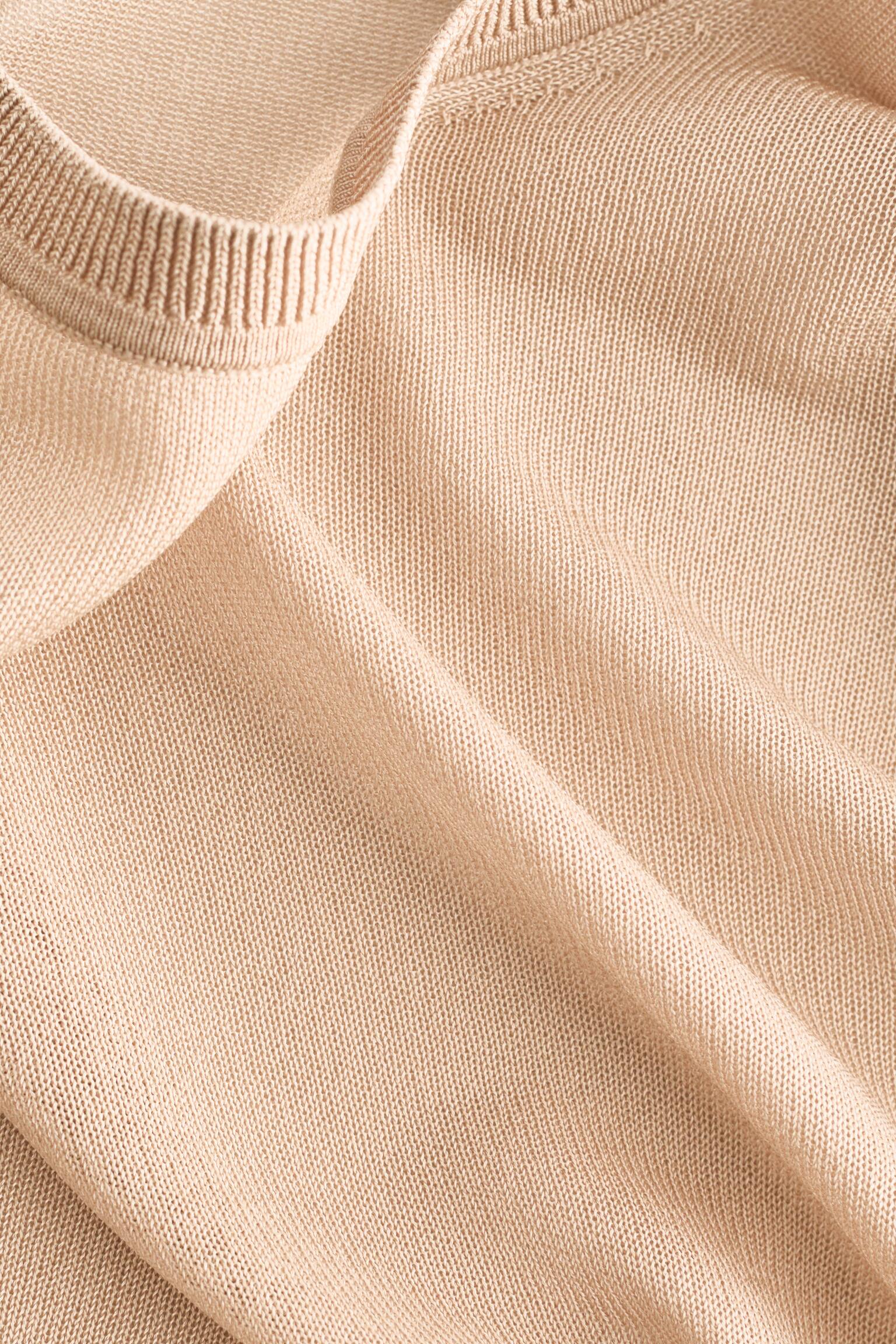 Fijngebreide doorschijnende top - Beige/Hemelsblauw - 4