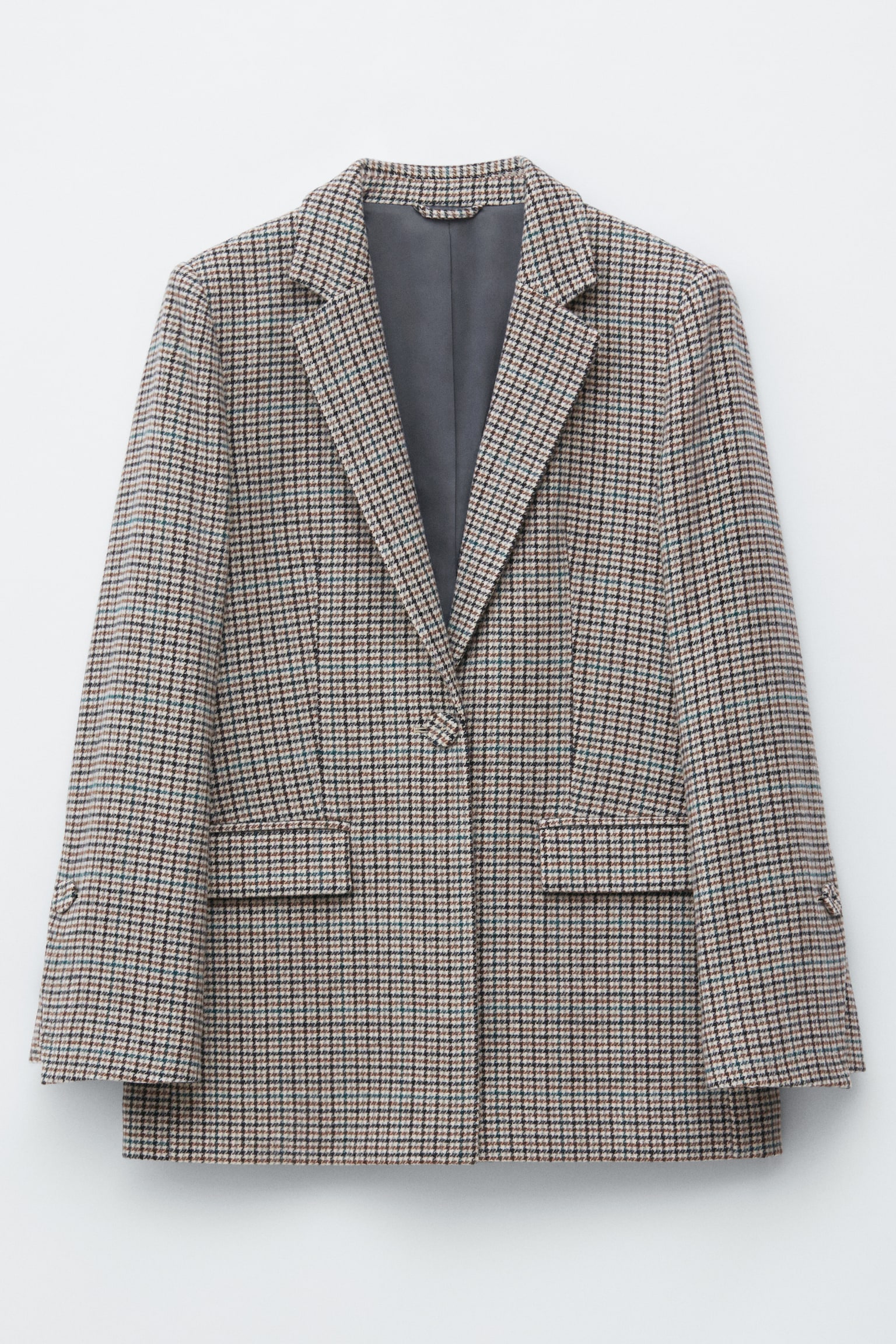 Elegante blazer van een wolmix - Taupe pied-de-poule - 2