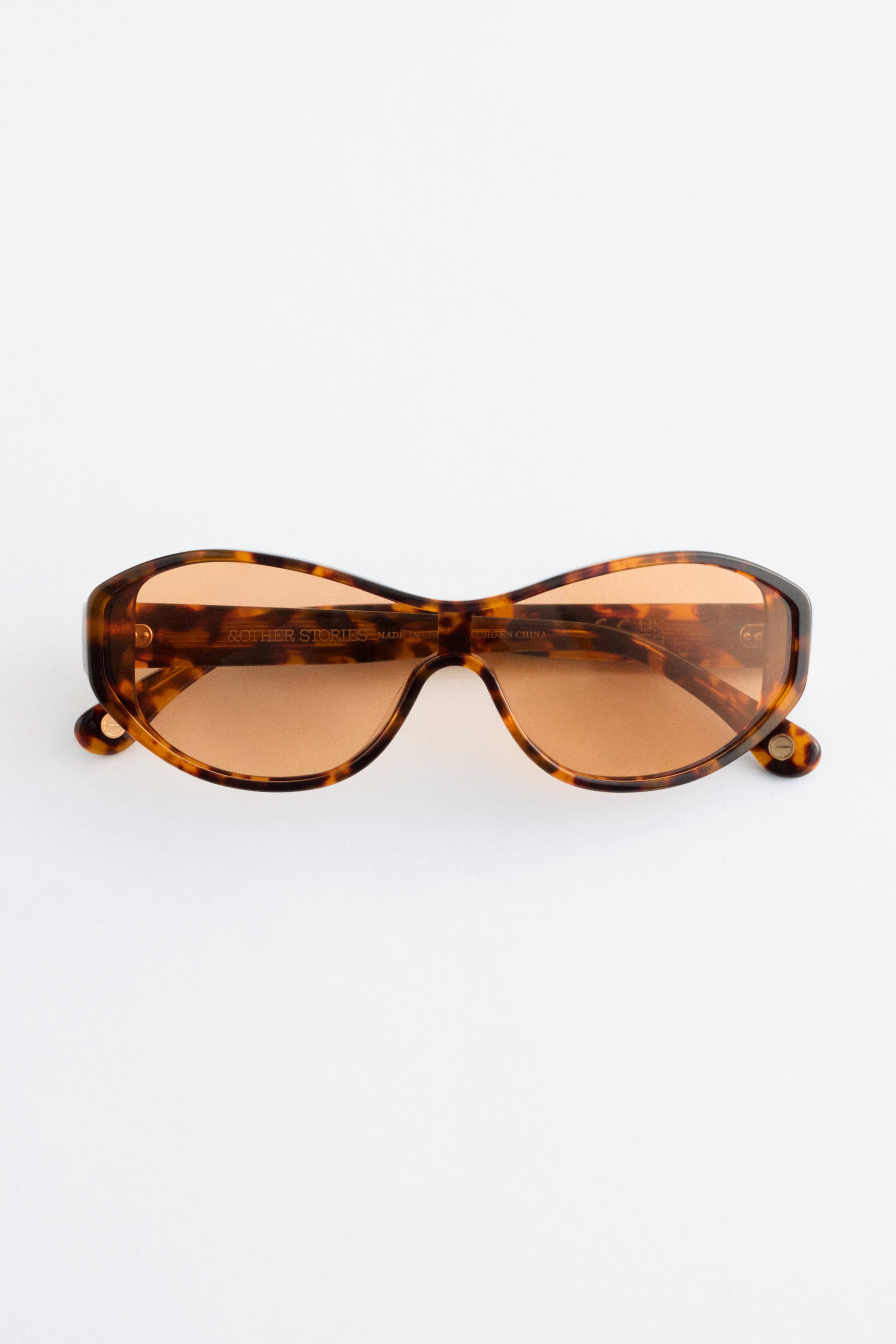 Ovale Sonnenbrille aus Acetat - Orange/Schildpatt/Grau