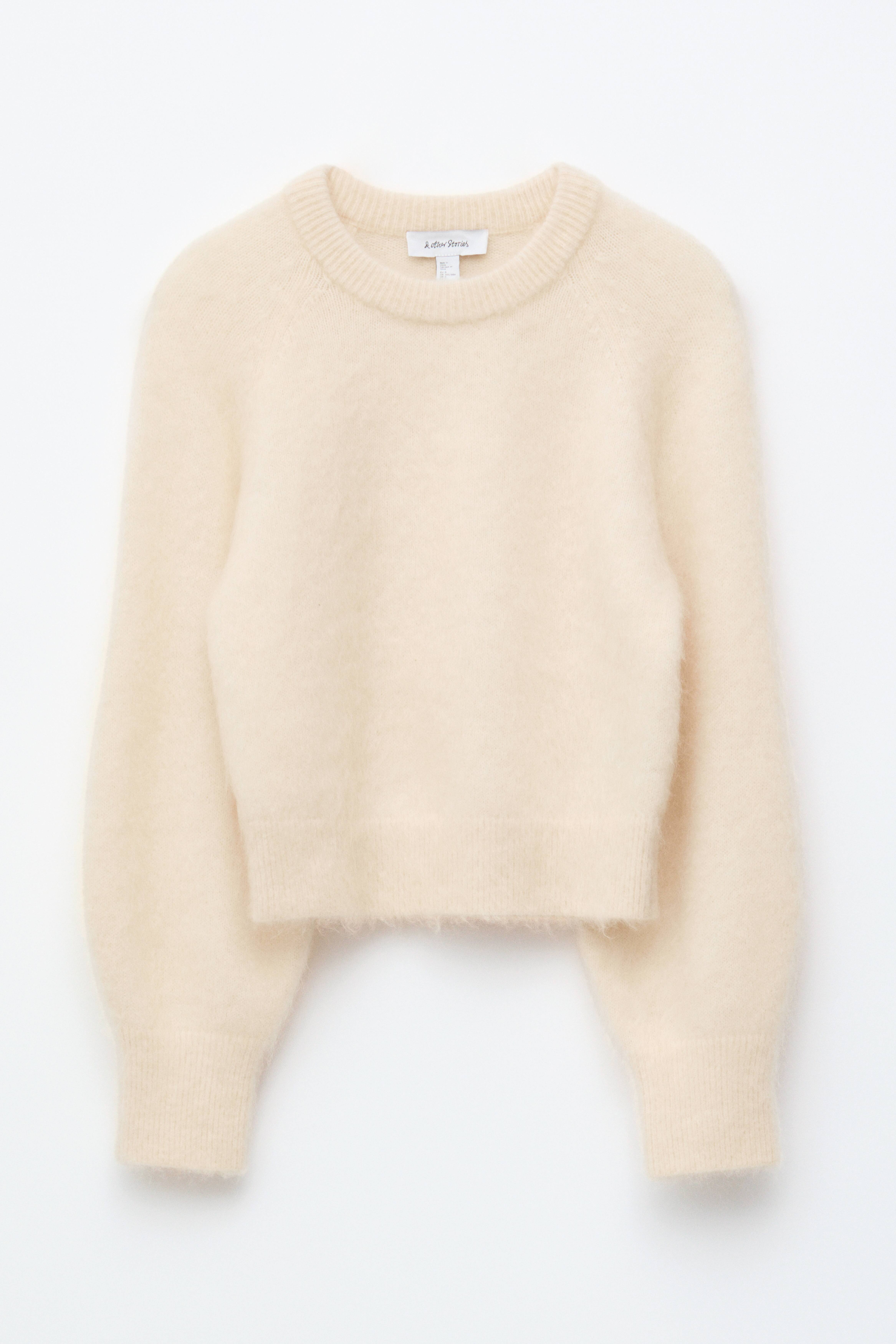 Maglione in misto mohair con maniche a palloncino - Beige chiaro