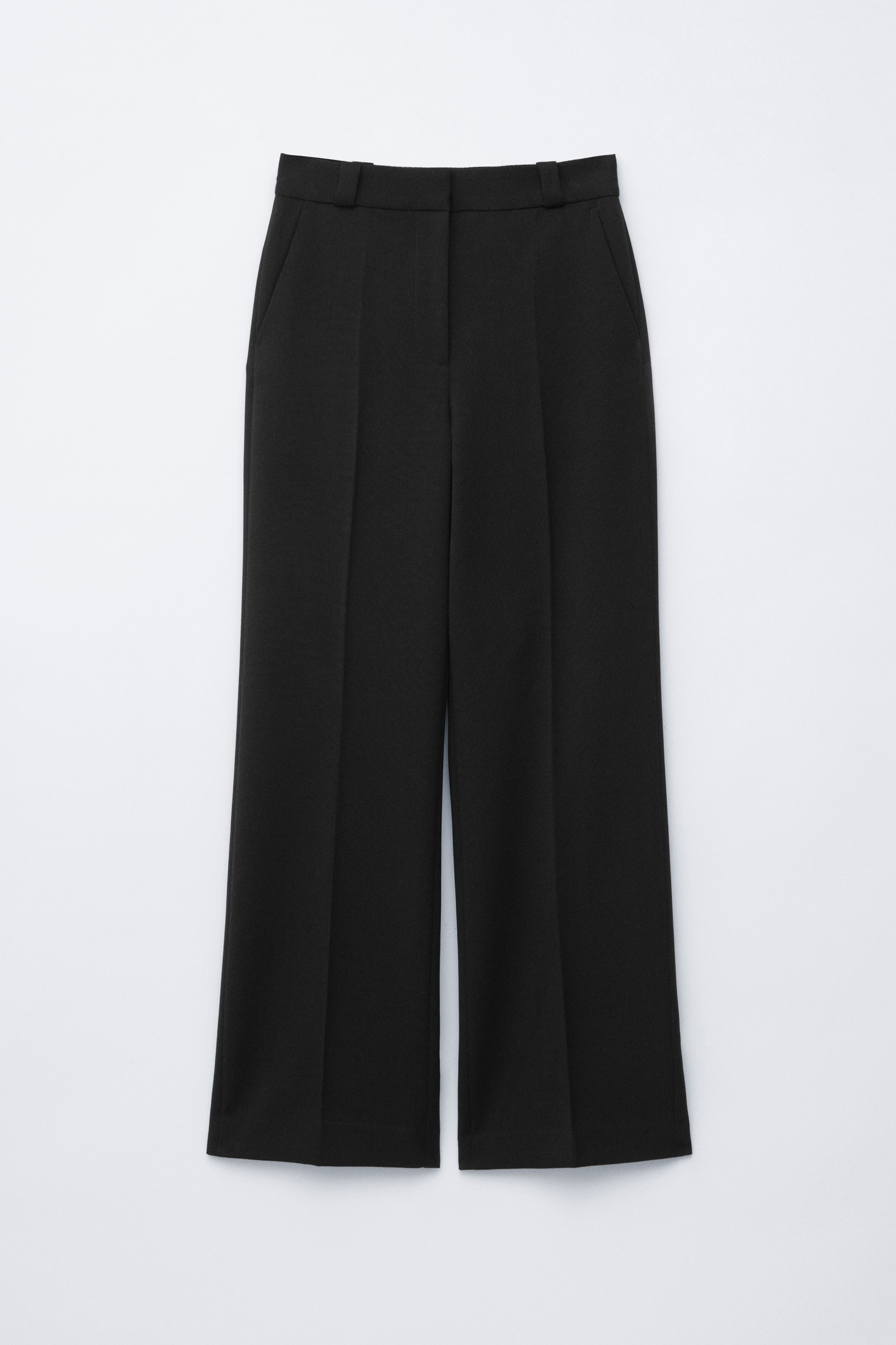 Bukser med lige ben og pressefolder - Sort/Marineblå/Mørkegrøn/Mørkebrun/Flødefarvet