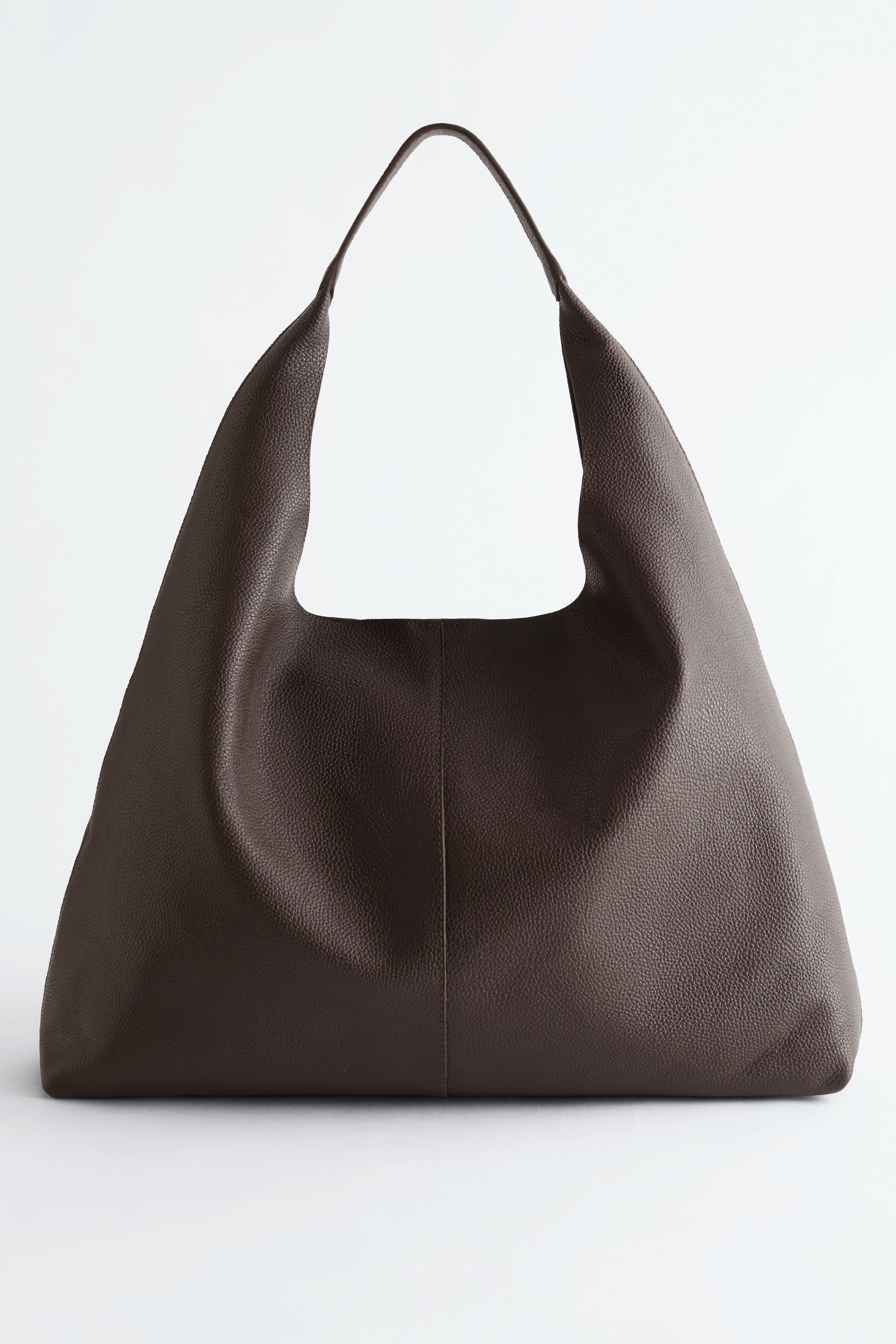 Borsa tote grande in pelle - Marrone scuro/Nero