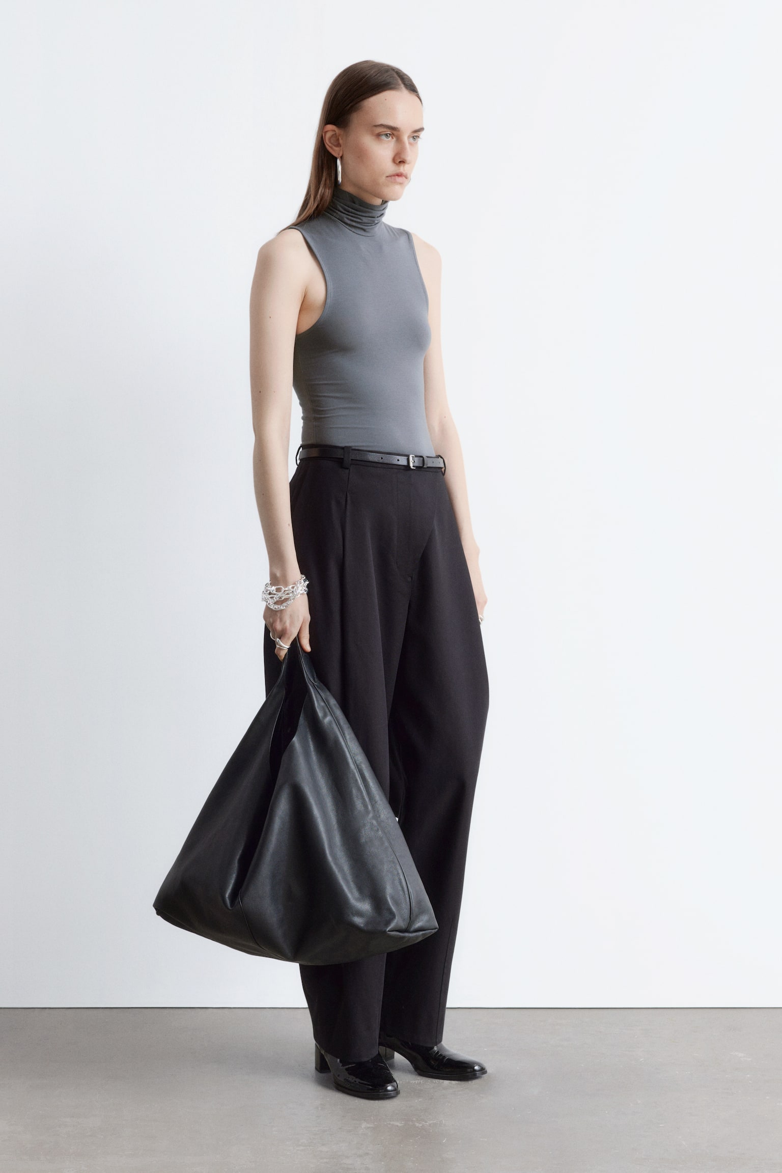 Haut sans manches à col roulé - Gris foncé/Couleur crème - 4