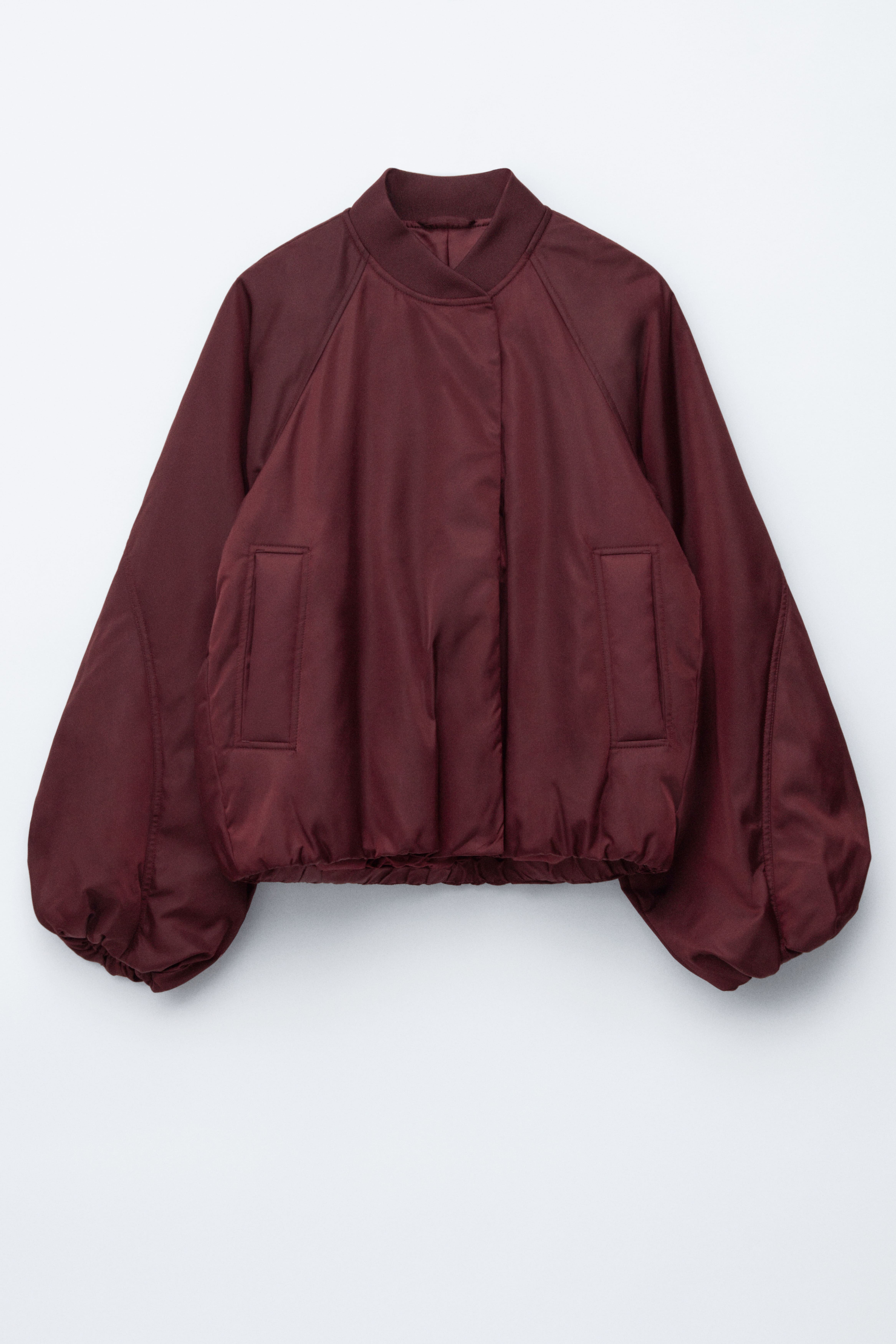 Bomberjacke mit voluminösen Ärmeln - Dunkelrot