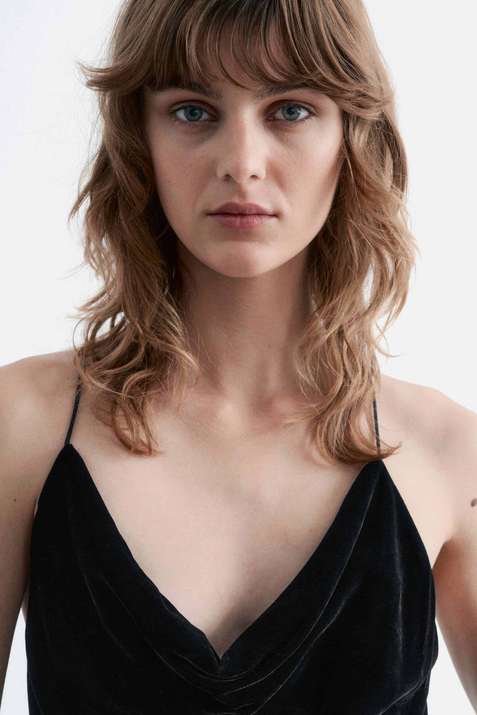 Trägertop aus Samt - Schwarz/Khaki-Braun - 6