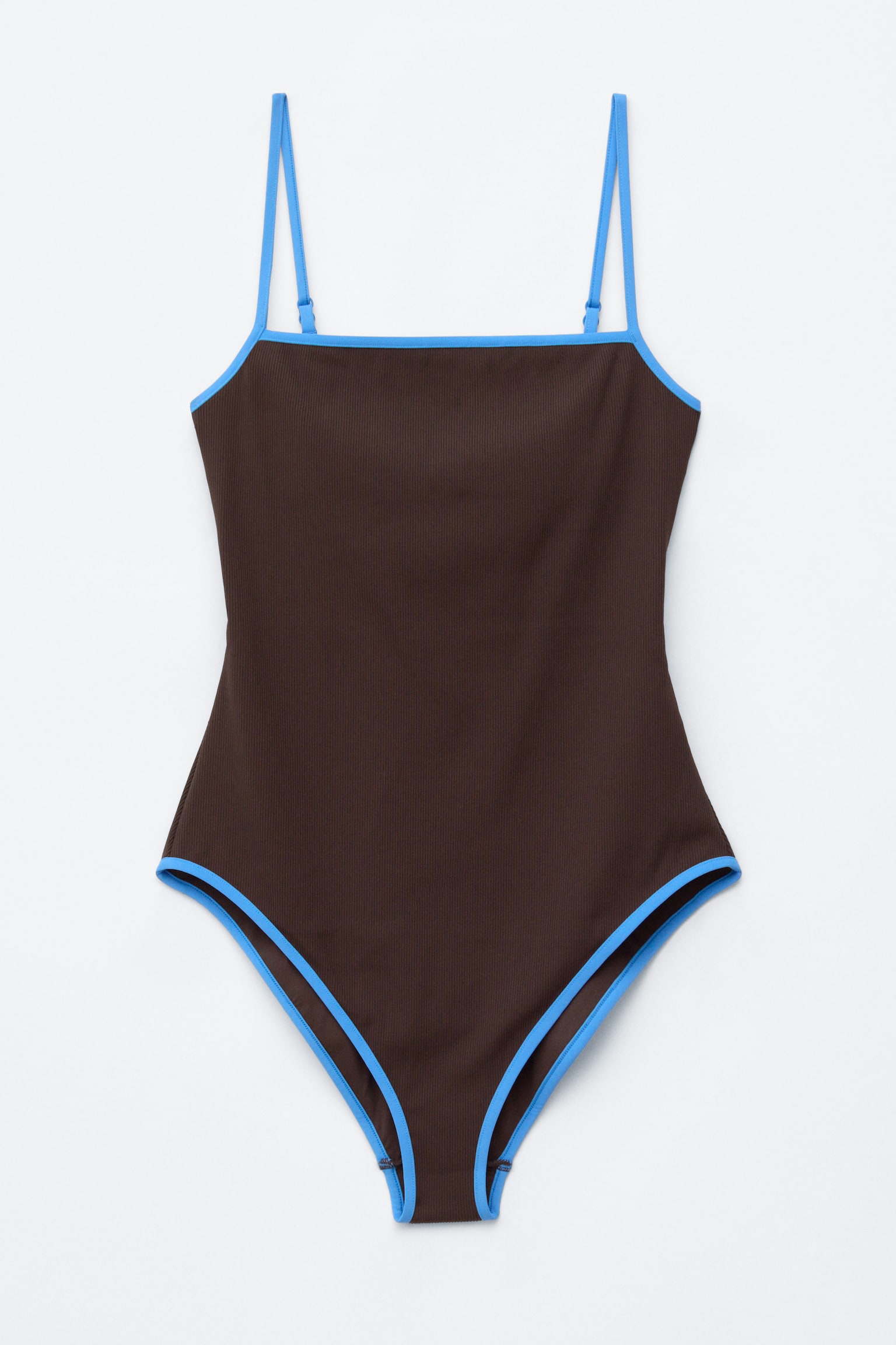 Badedragt med kontrastkanter - Brun/blå/Klar blå - 1