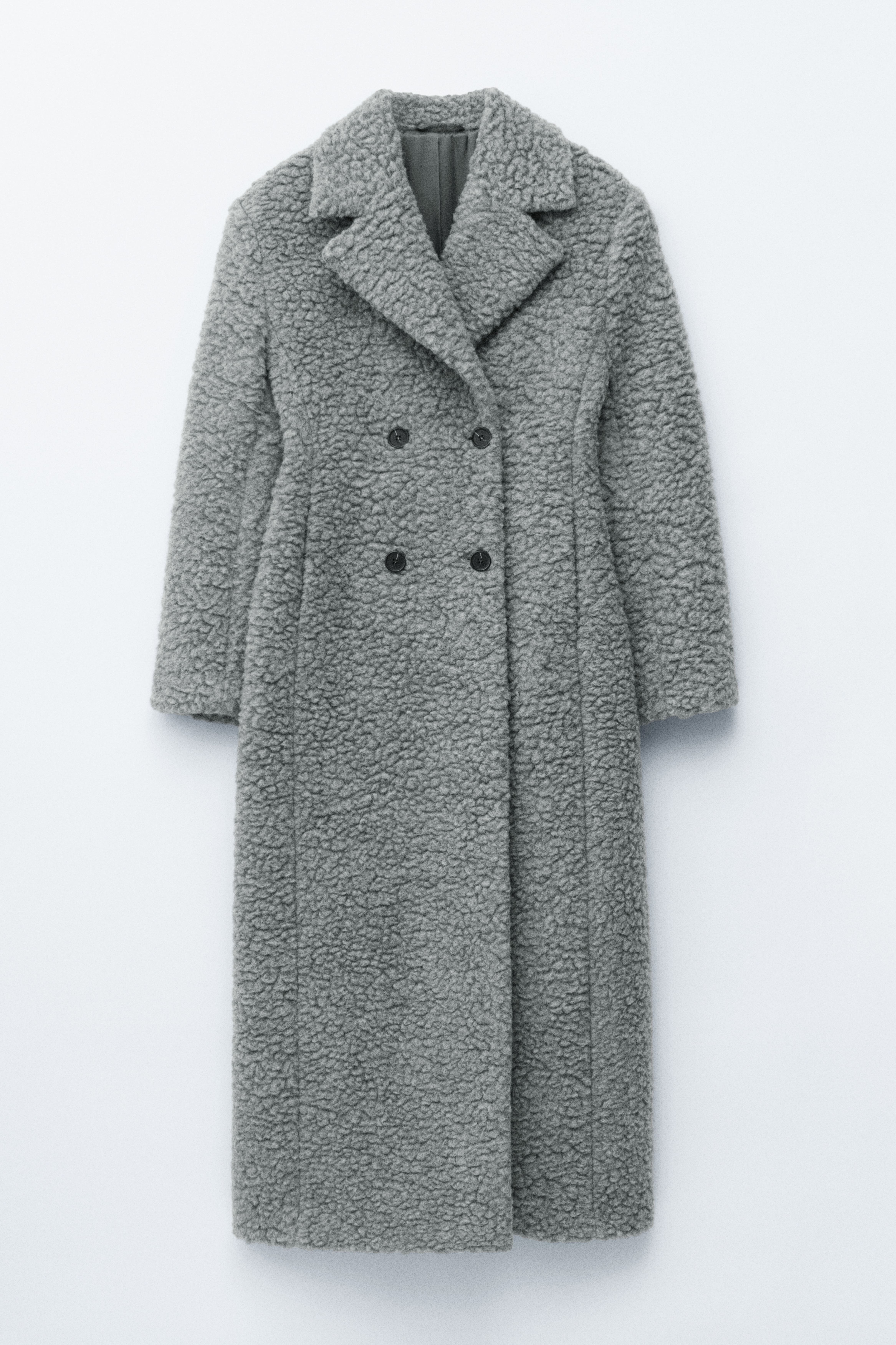 Maximantel aus Lammwolle - Grau/Weiß