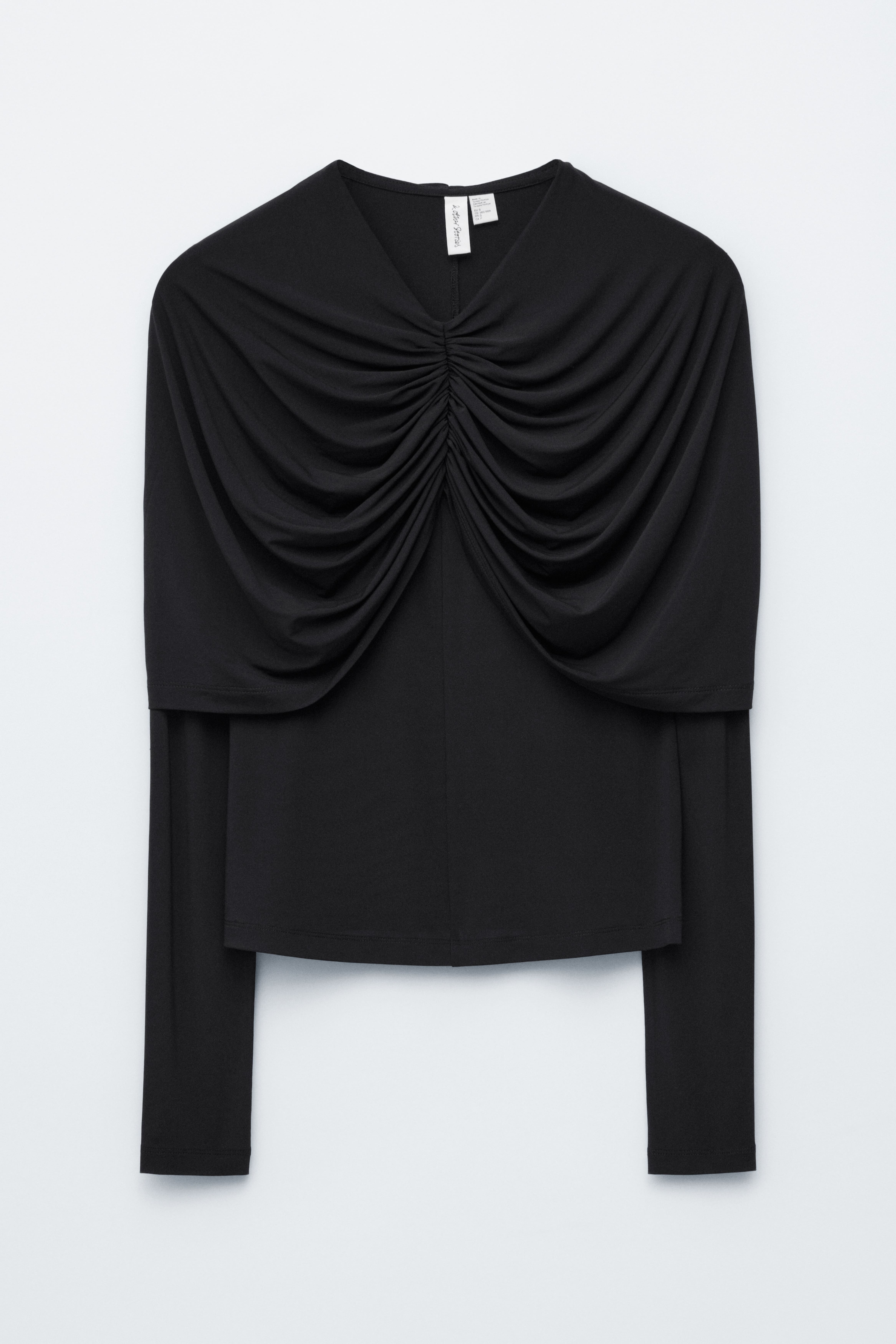 Oberteil mit drapiertem Cape-Detail - Schwarz