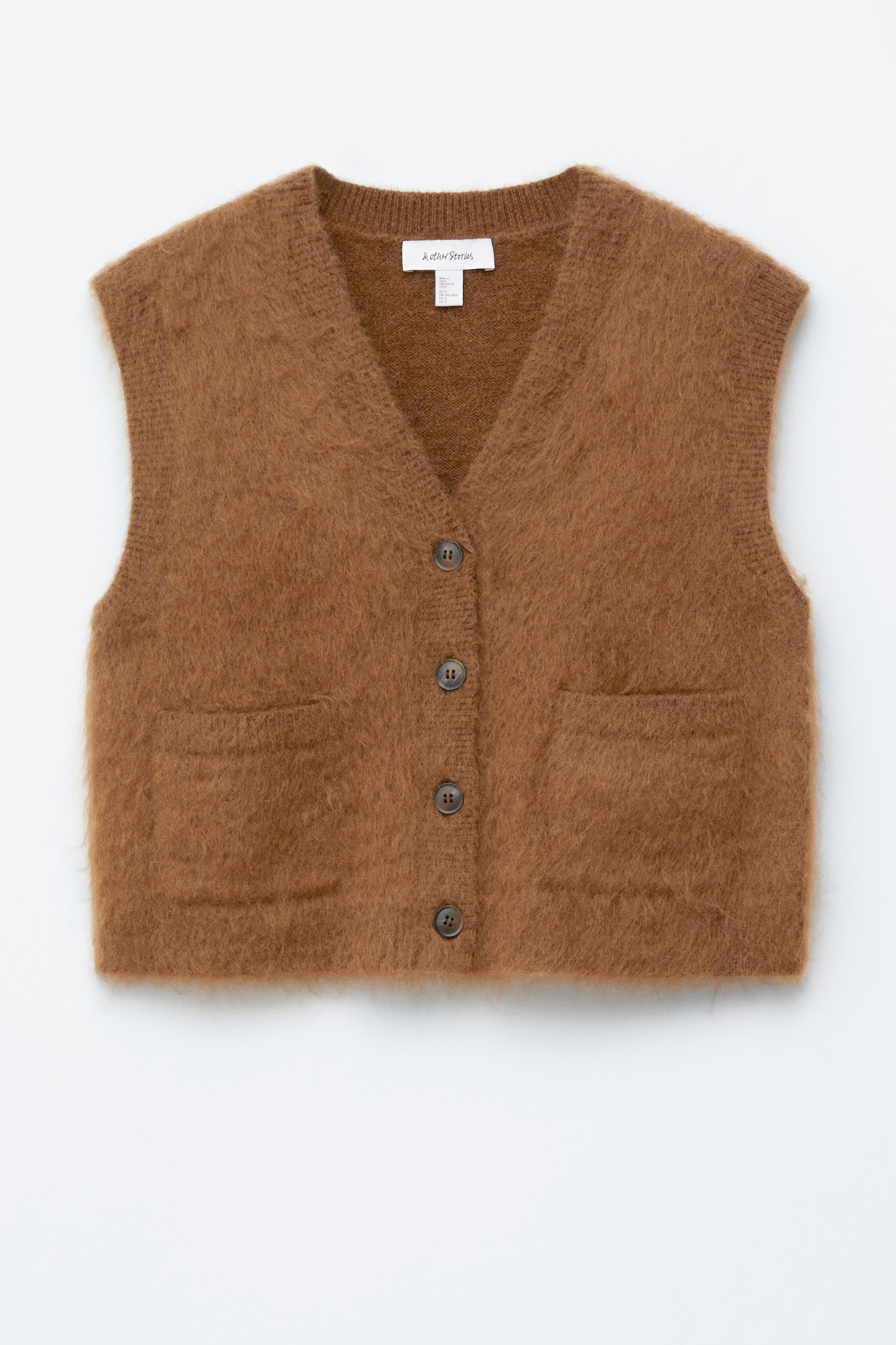 Strickweste mit gebürsteter Textur - Braun