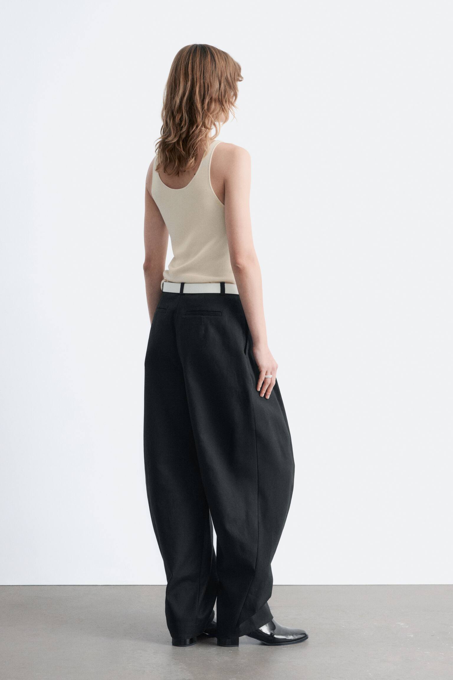 Tanktop met lage ronde hals - Crème/Donkergrijs - 5