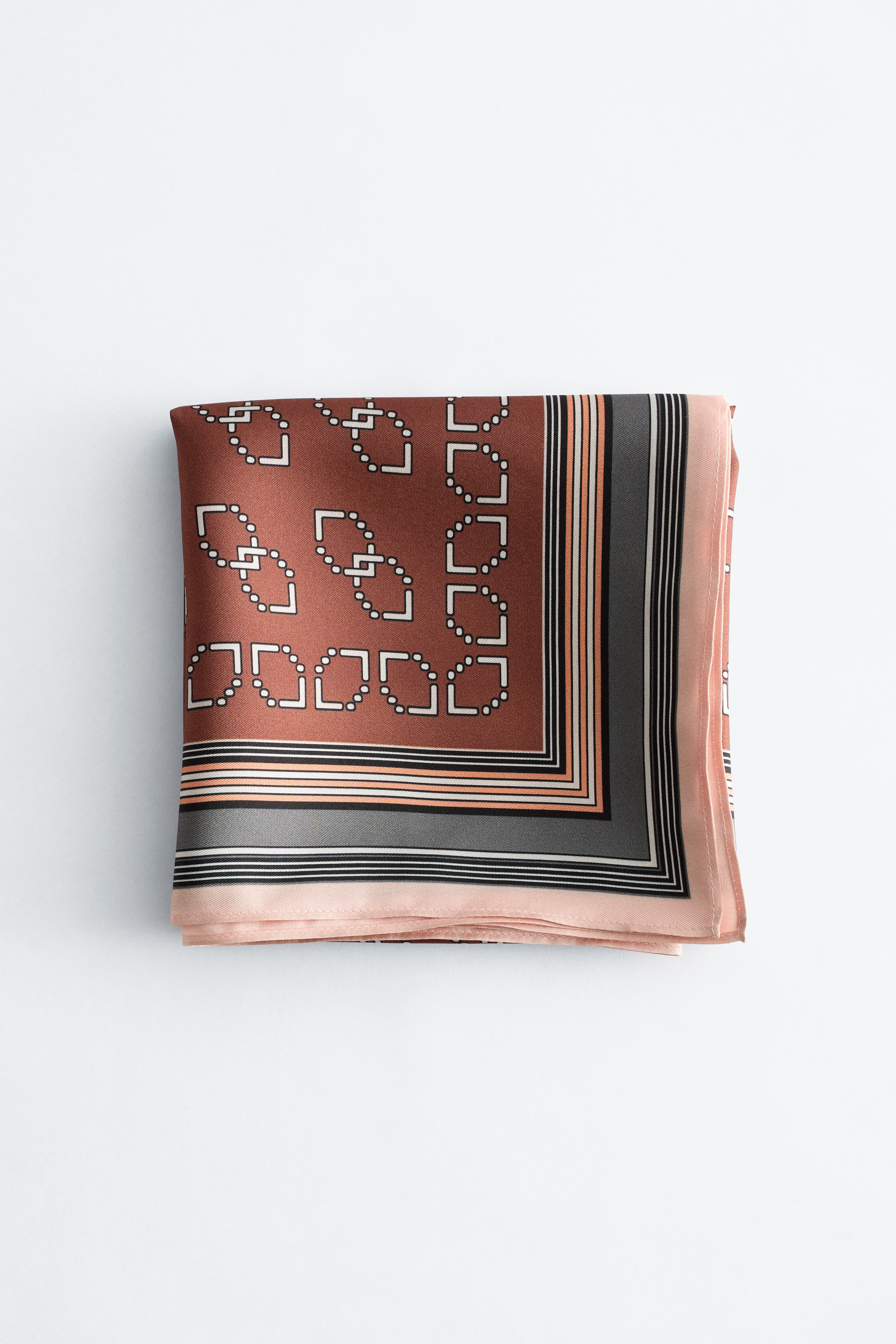 Zijden sjaal met grafische print - Bruin/grafisch patroon/Lichtgroen/grafisch patroon