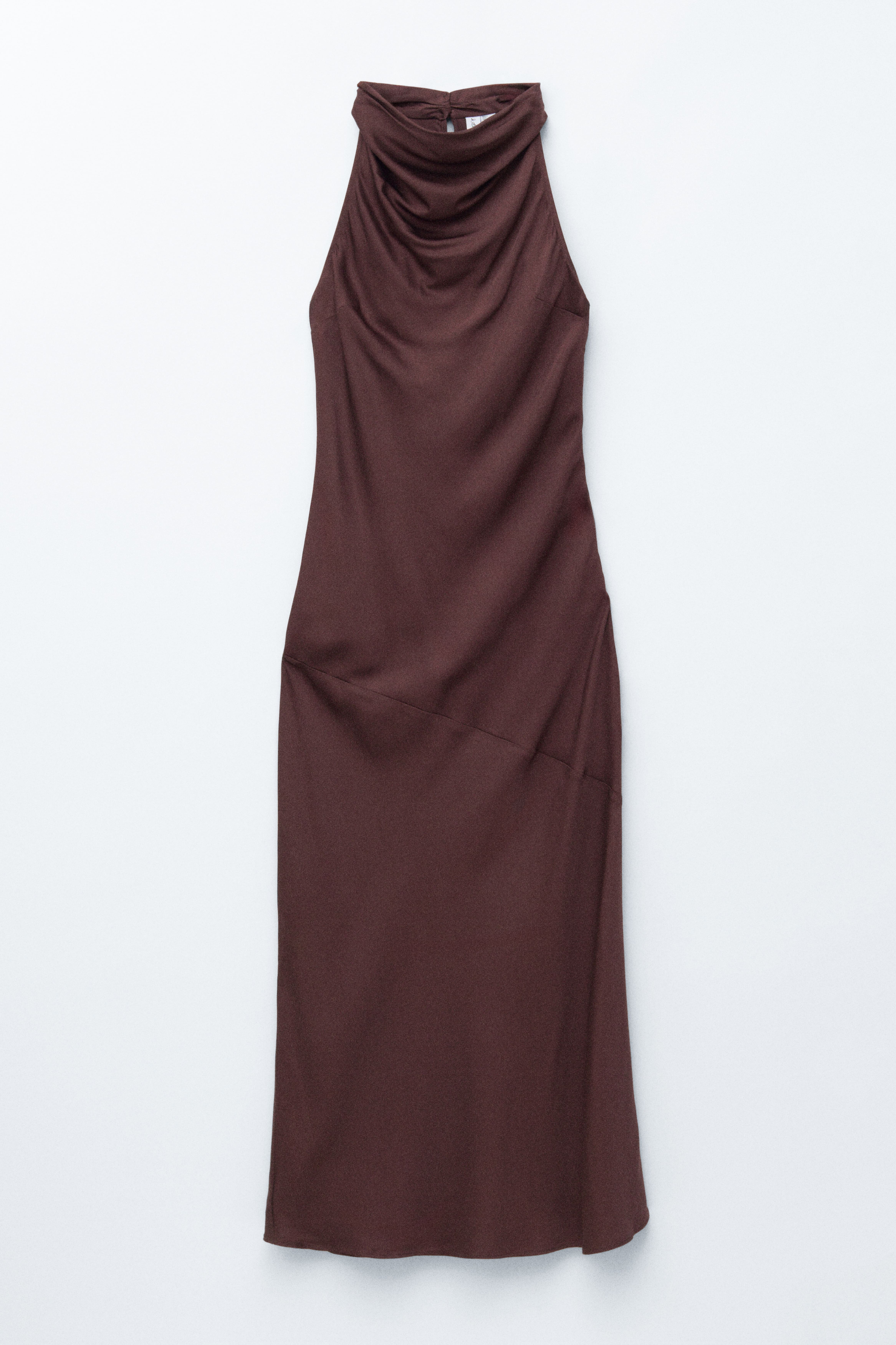 Szatén midi ruha - Sötétbarna