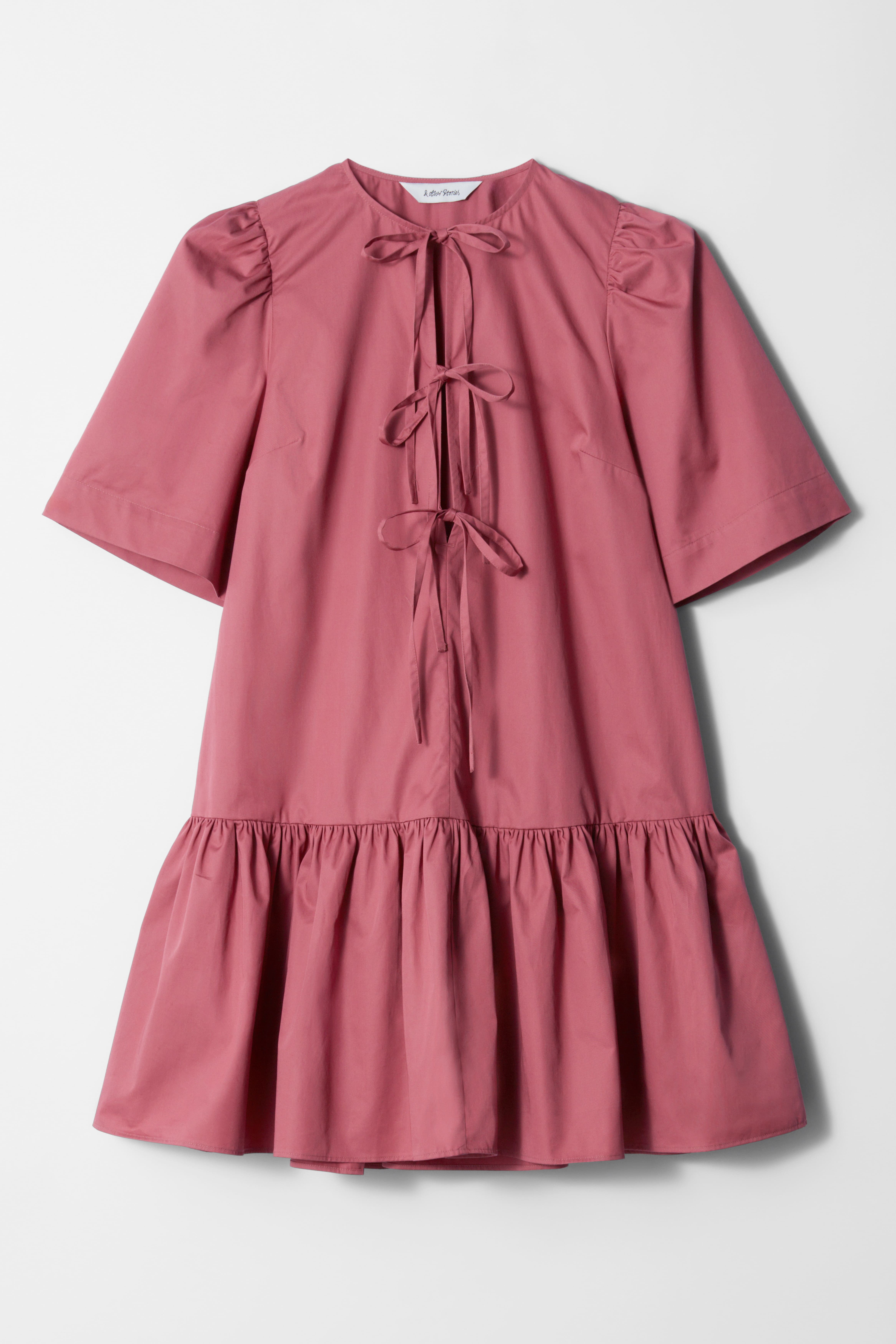 Minikleid mit Schößchen - Dark Pink/Weiß