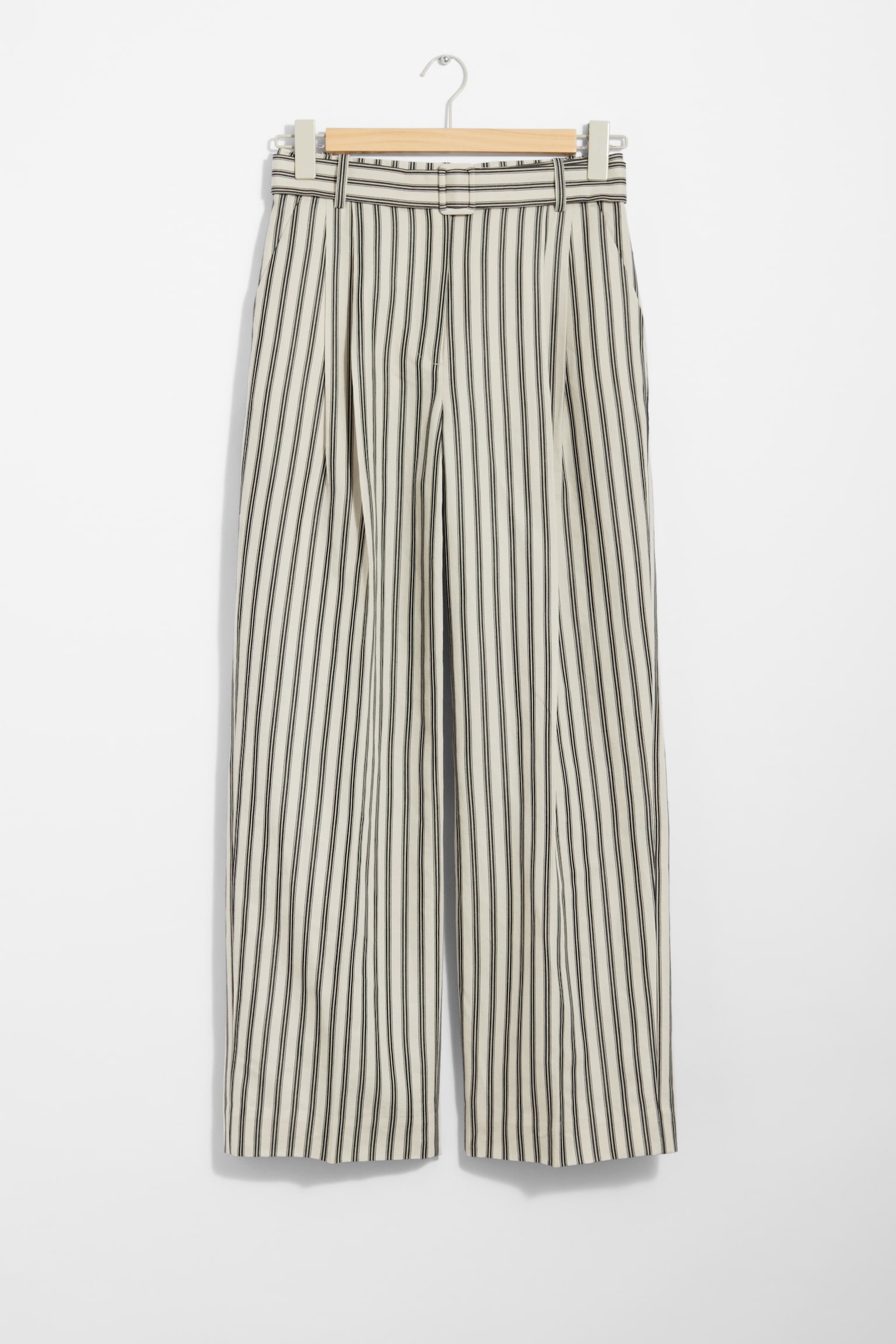 Striped Tailored Trousers - Beige/Black Stripes - 2