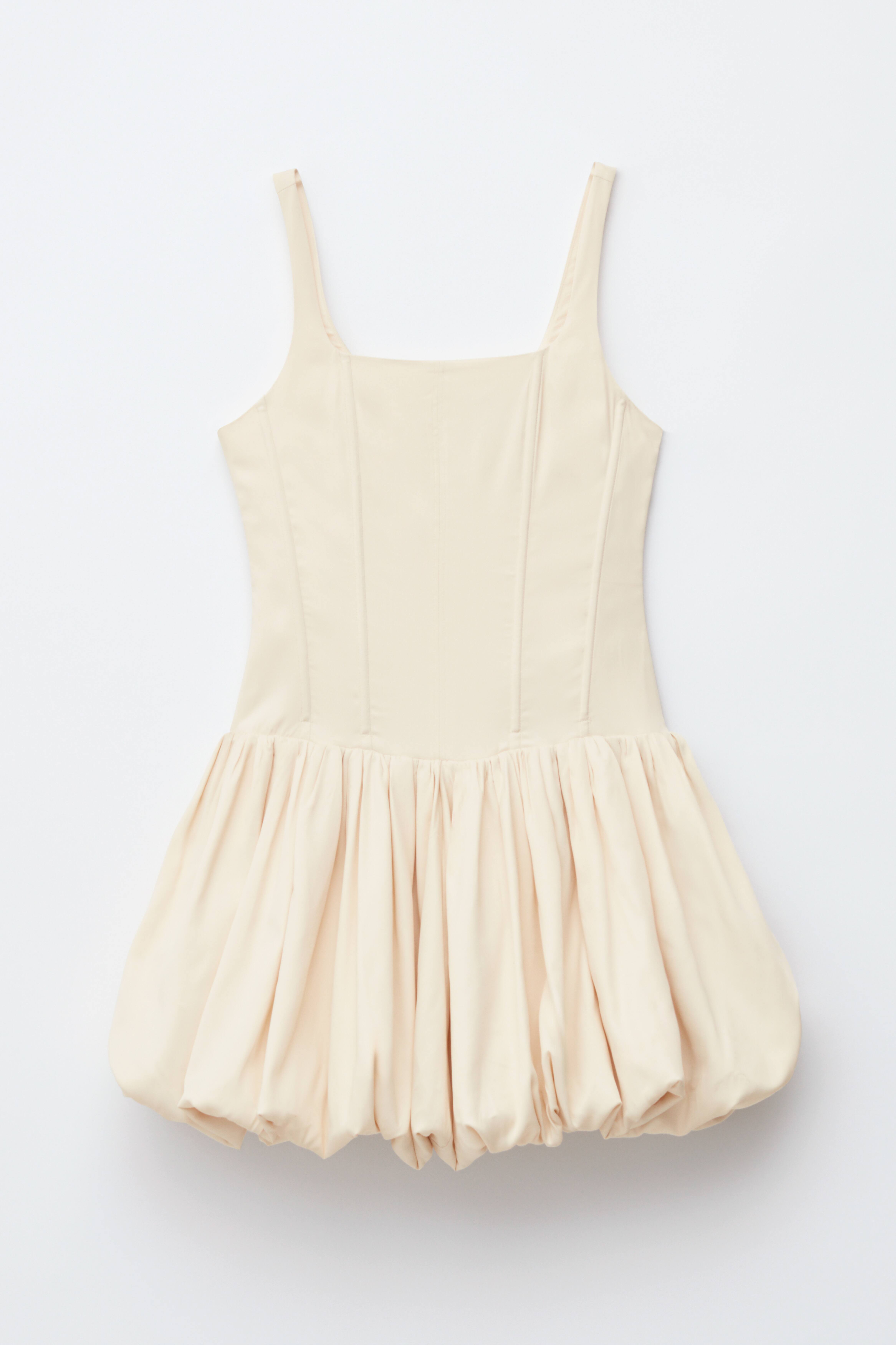 Mini-Ballonkleid im Korsagenstil - Creme
