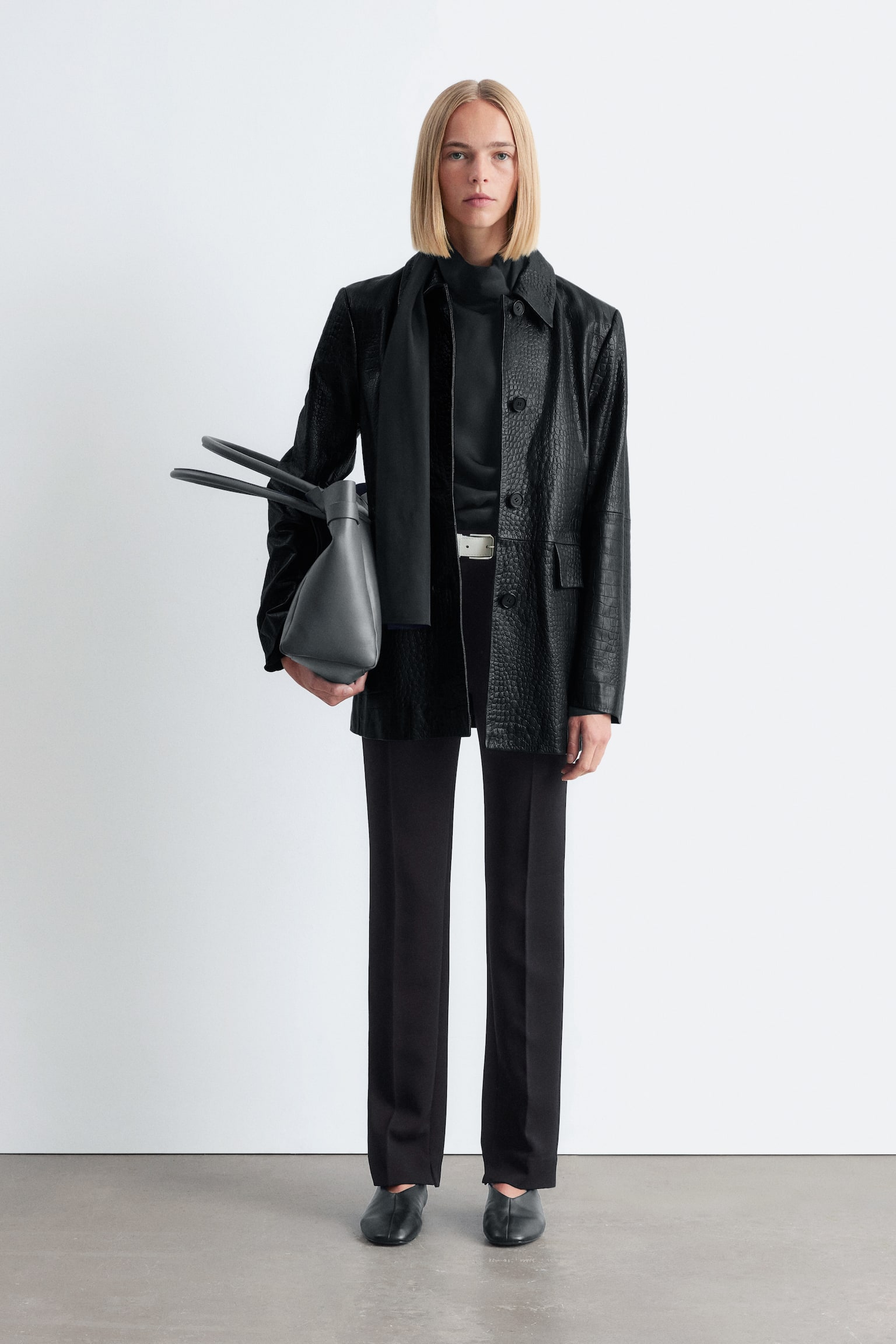 Pantaloni slim con pieghe pressate - Nero/Marrone kaki - 1