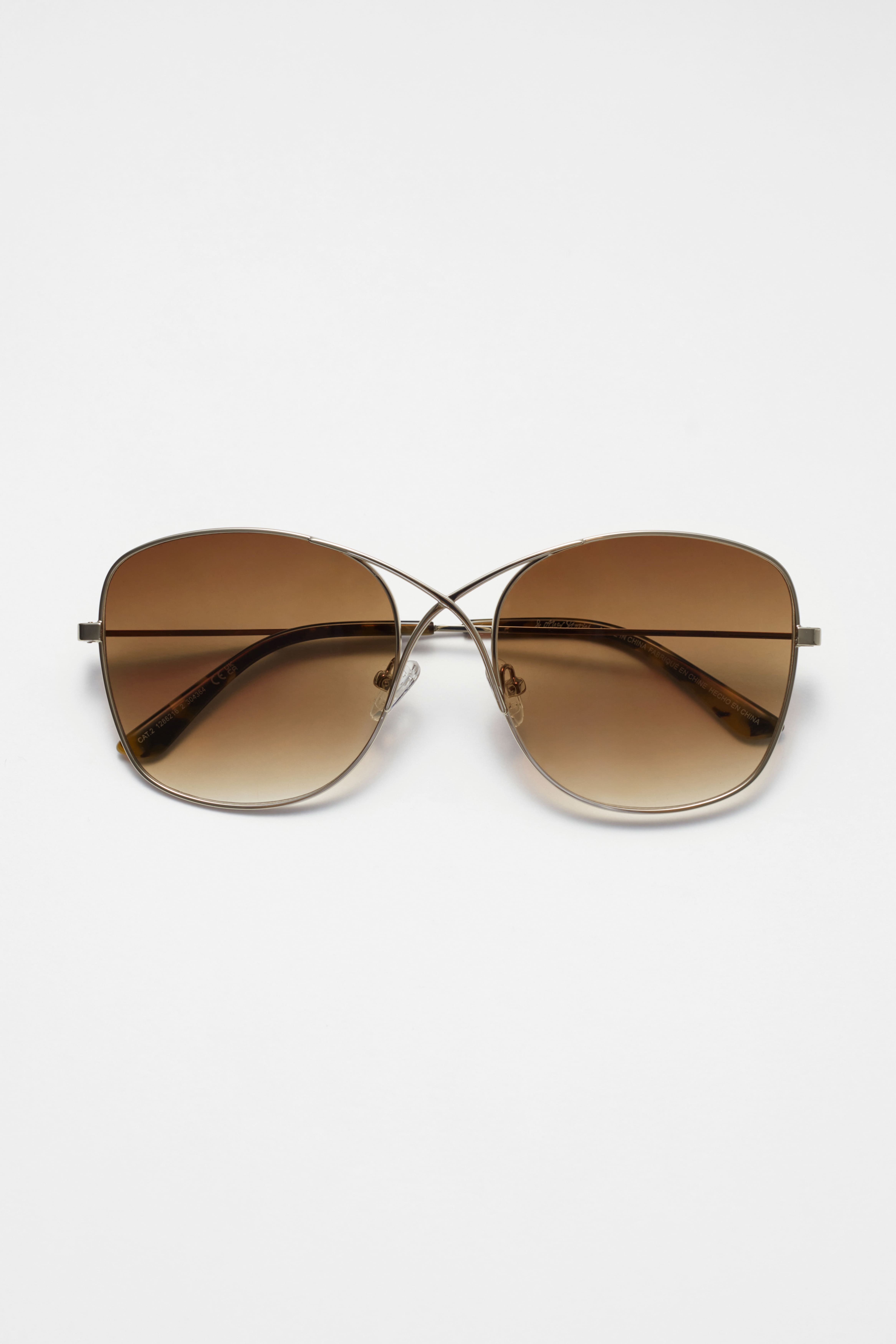 Oversized-Sonnenbrille mit überkreuztem Rahmen - Braun/Schildpatt