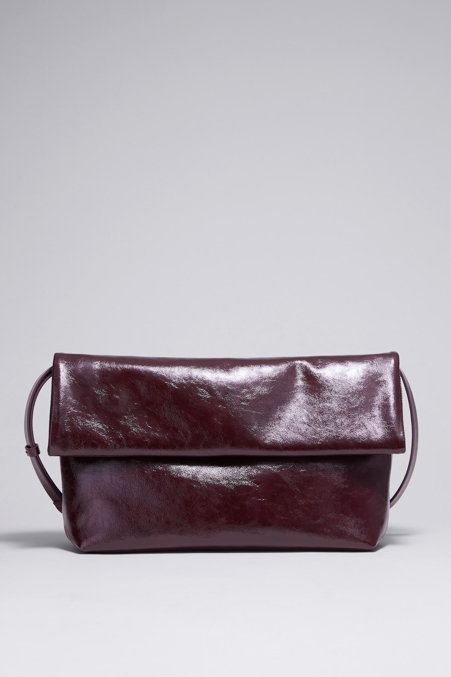 Folded Suede Clutch - Burgundy/Brown suede - 2