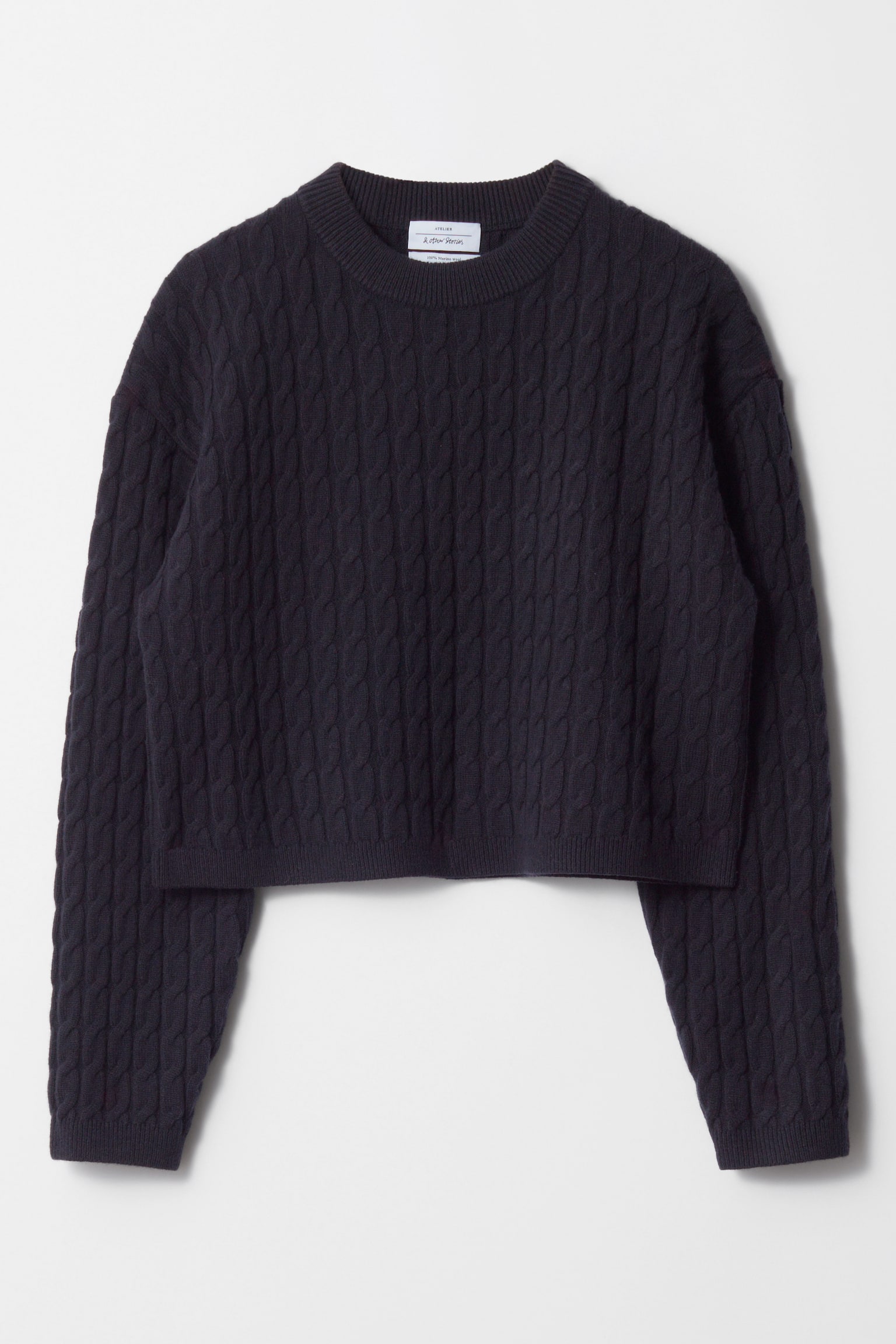 Cable-Knit Wool Jumper - Navy/Ivory - 2