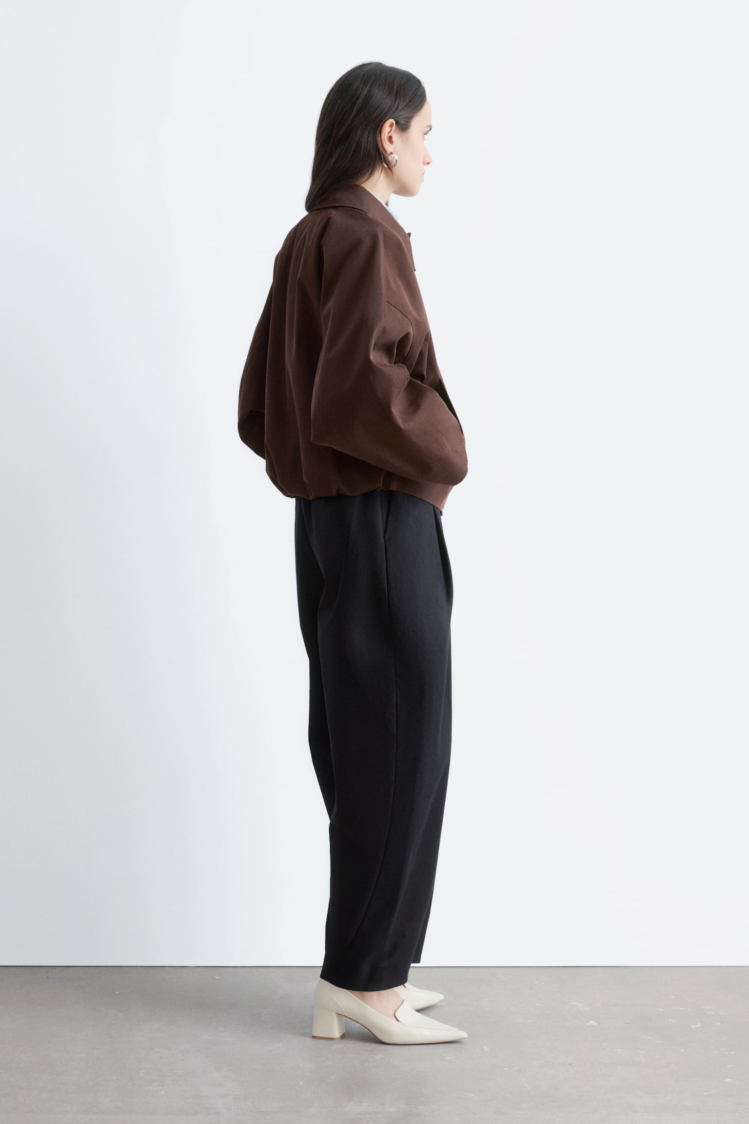 Bő szabású pamutdzseki - Sötétbarna/Bézs - 6