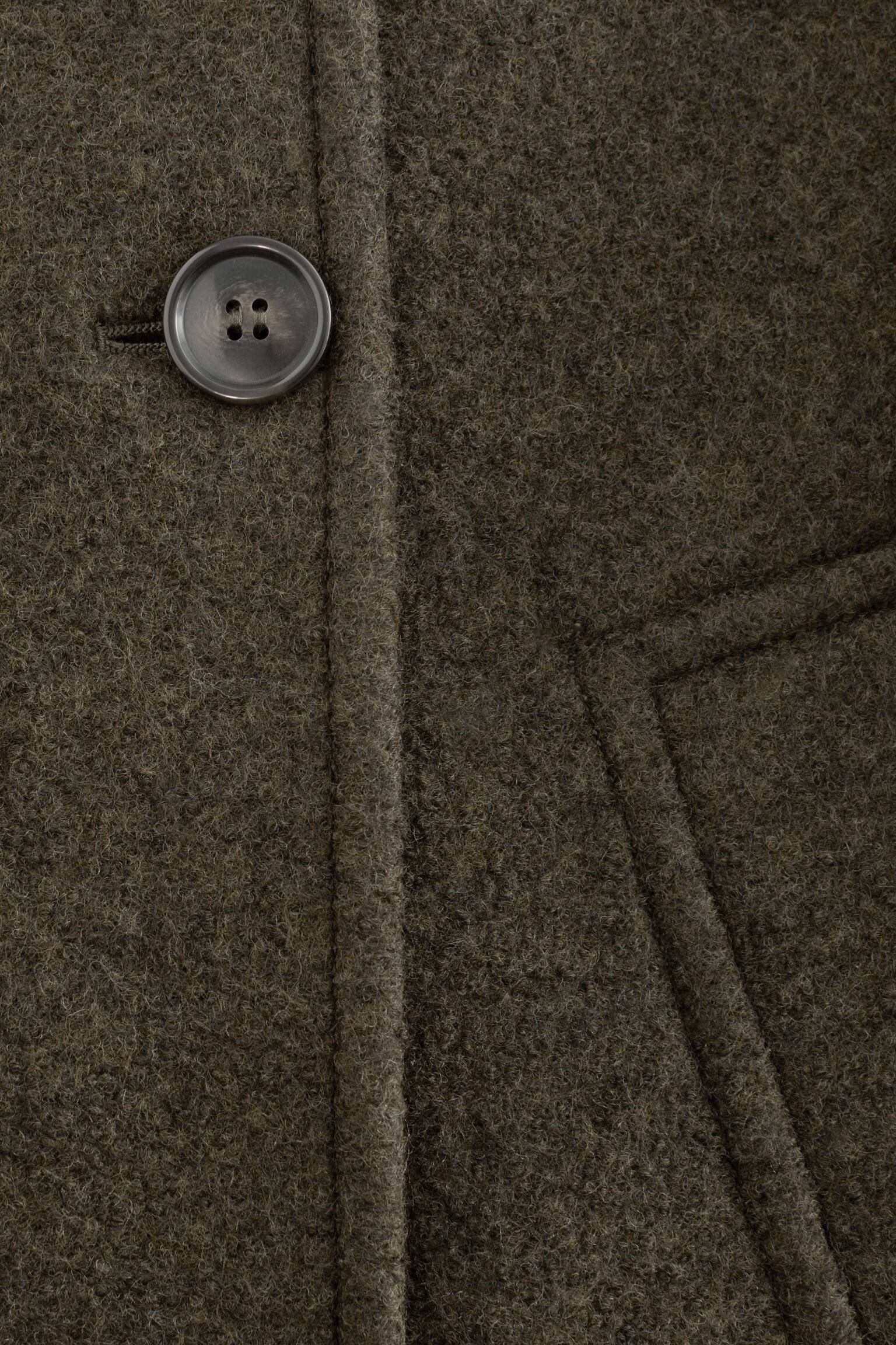 Jachetă supradimensionată din lână - Verde Kaki Închis/Negru - 10