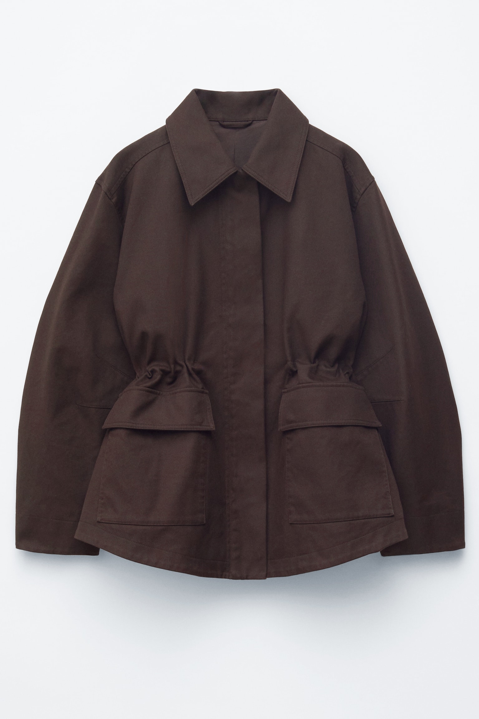 Oversized utility jack met trekkoord - Dark Brown/Mosterdgeel/Kakigroen - 2
