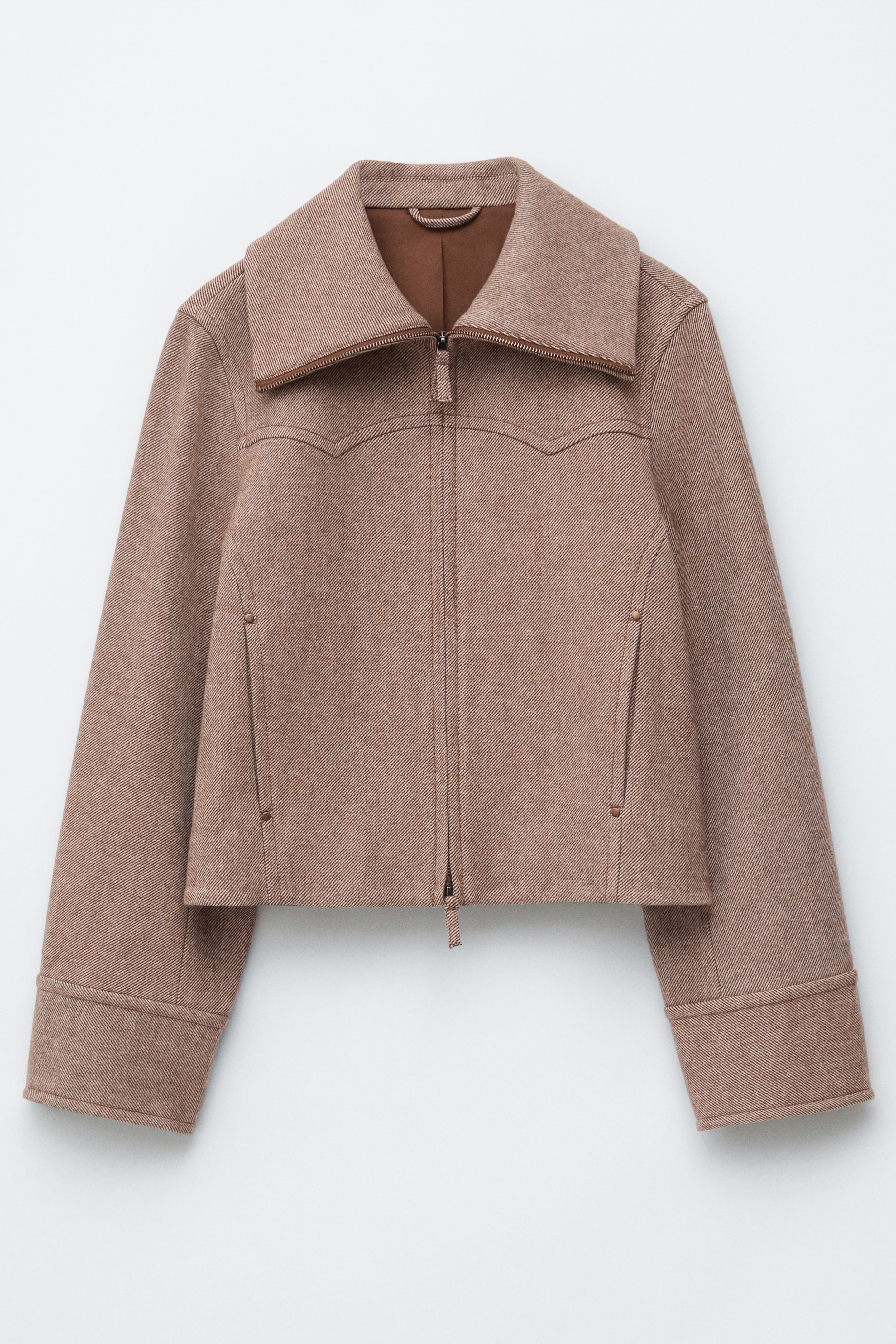 Kurze Wolljacke - Hellbraun