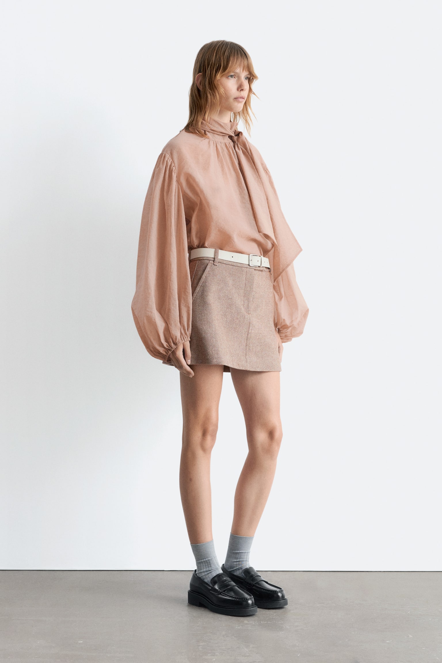 Minirock aus Wolle - Taupe/Dunkelgrau - 4