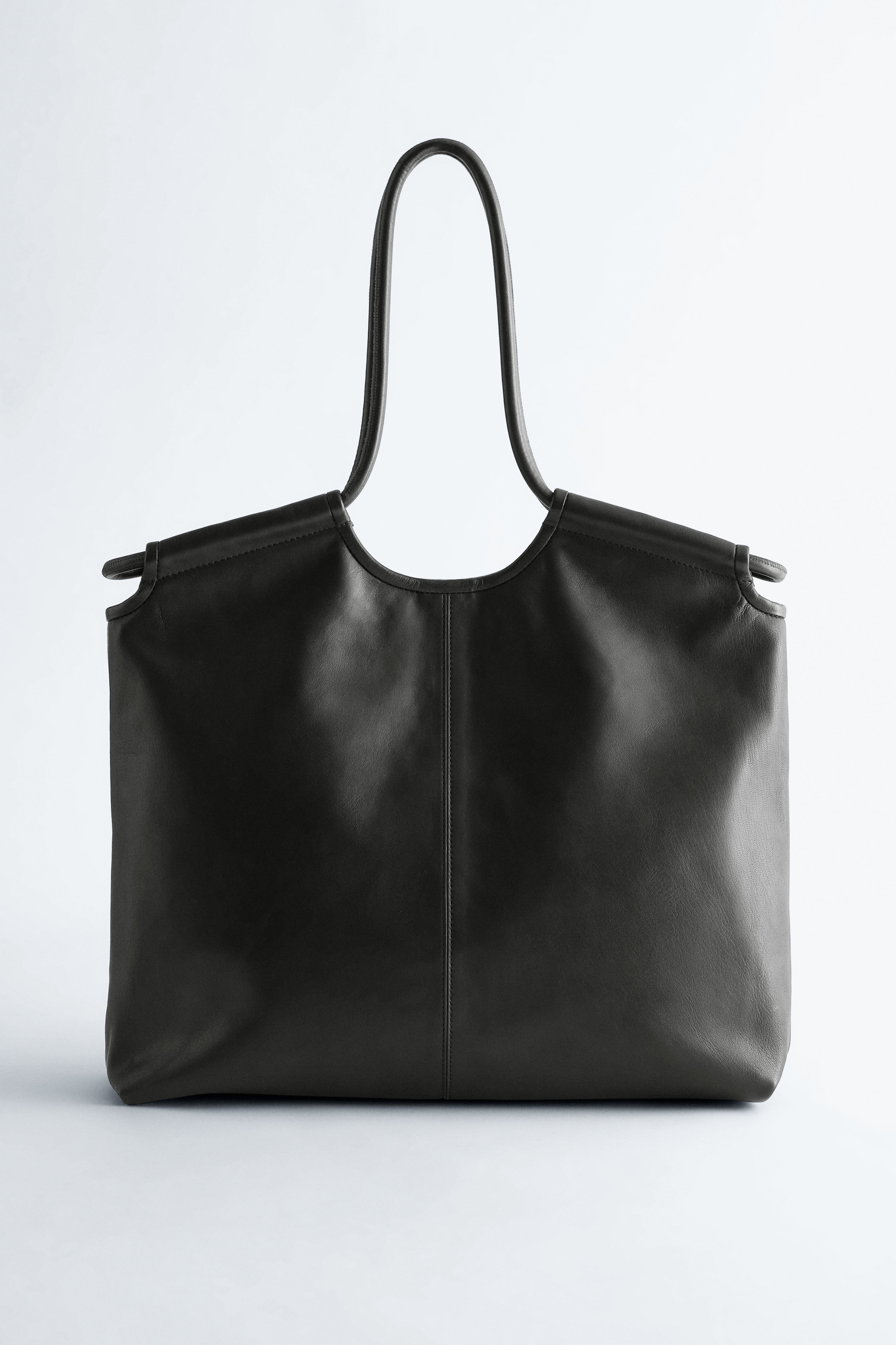 Große Tragetasche aus Leder - Schwarz
