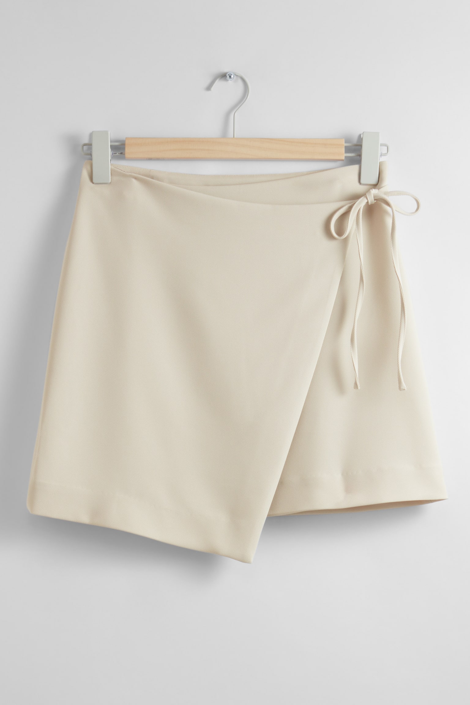 Tailored Mini Wrap Skirt - Beige - 2