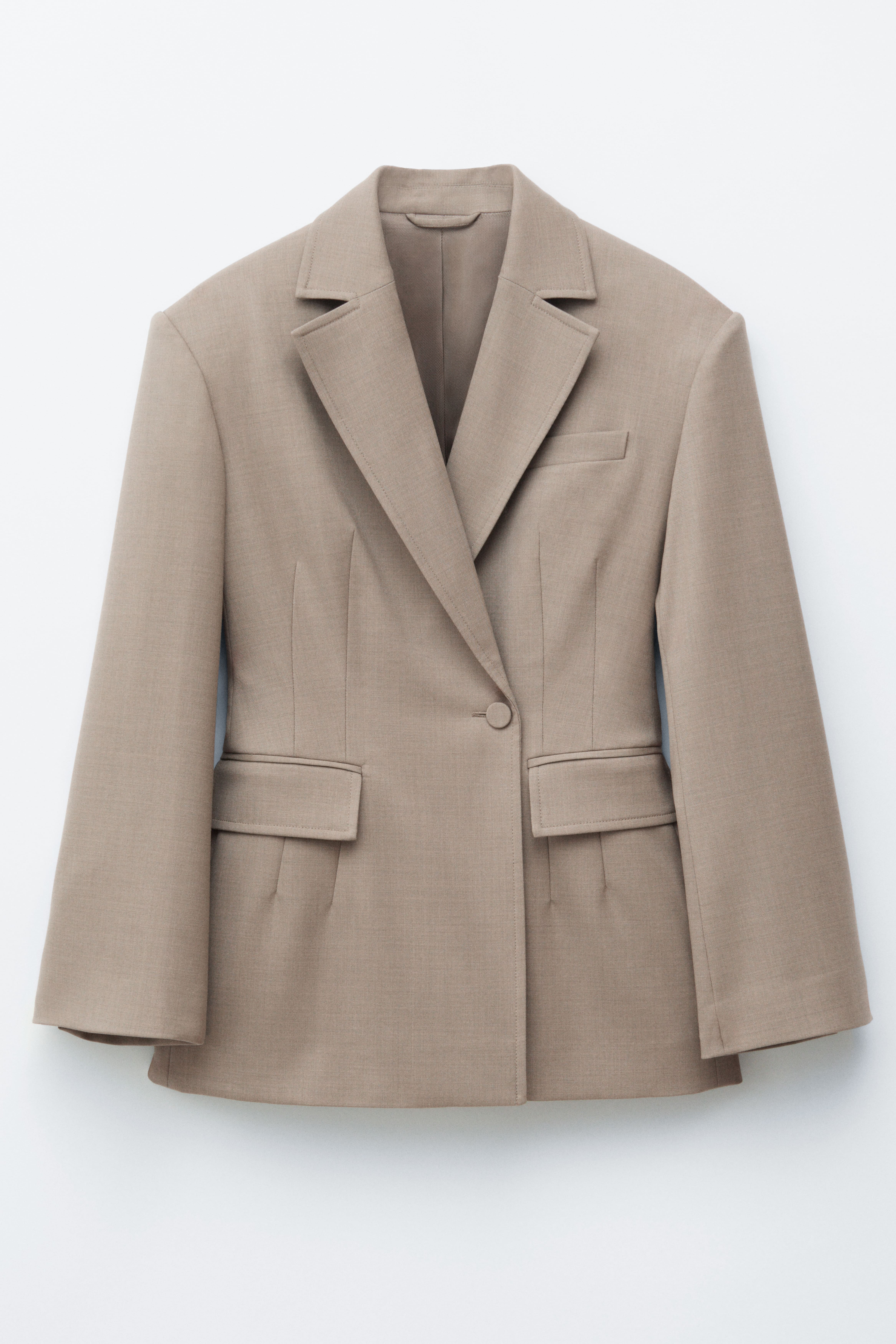Blazer cintré en laine mérinos - Taupe