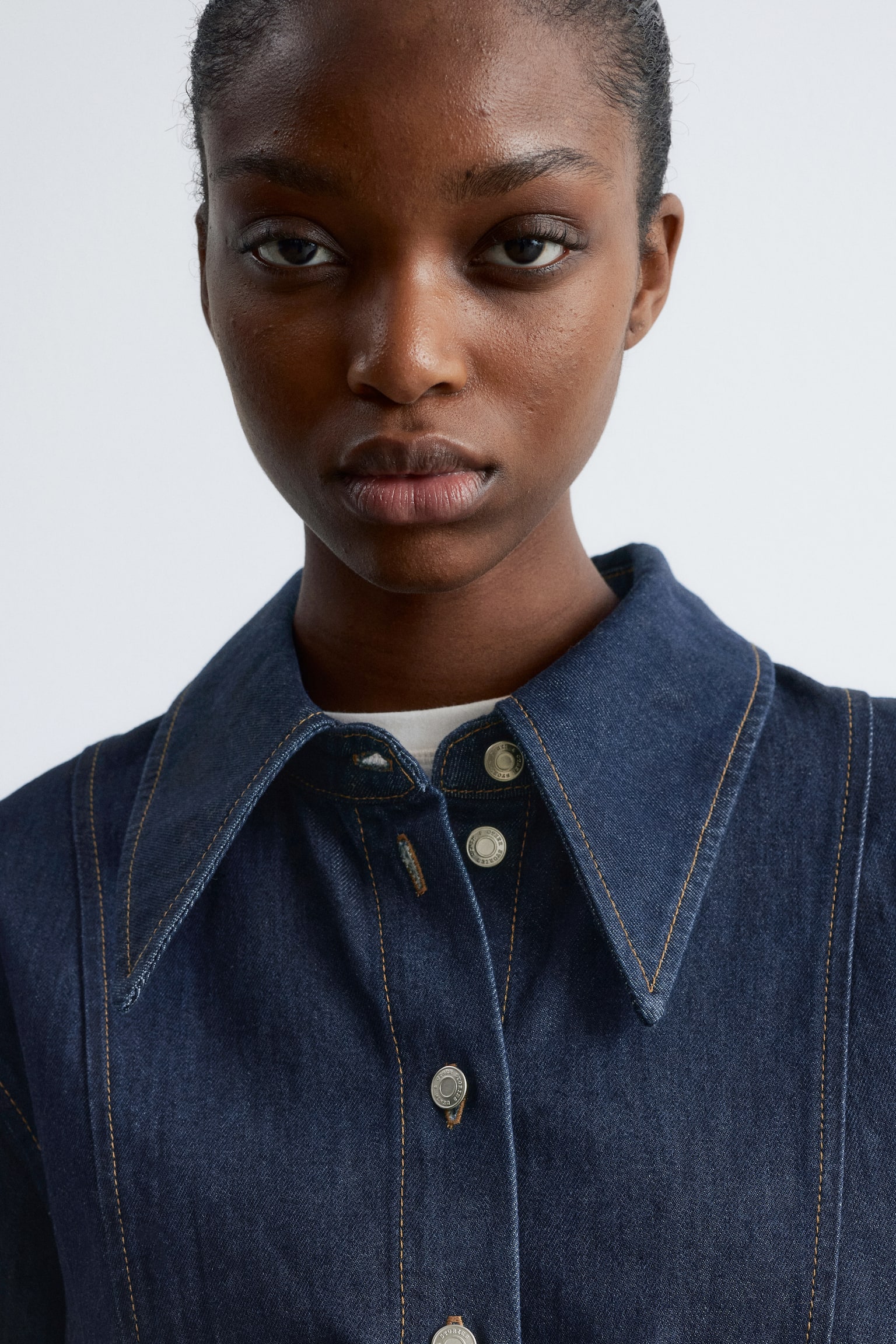 Chemise en denim à surpiqûres - Bleu moyen - 3