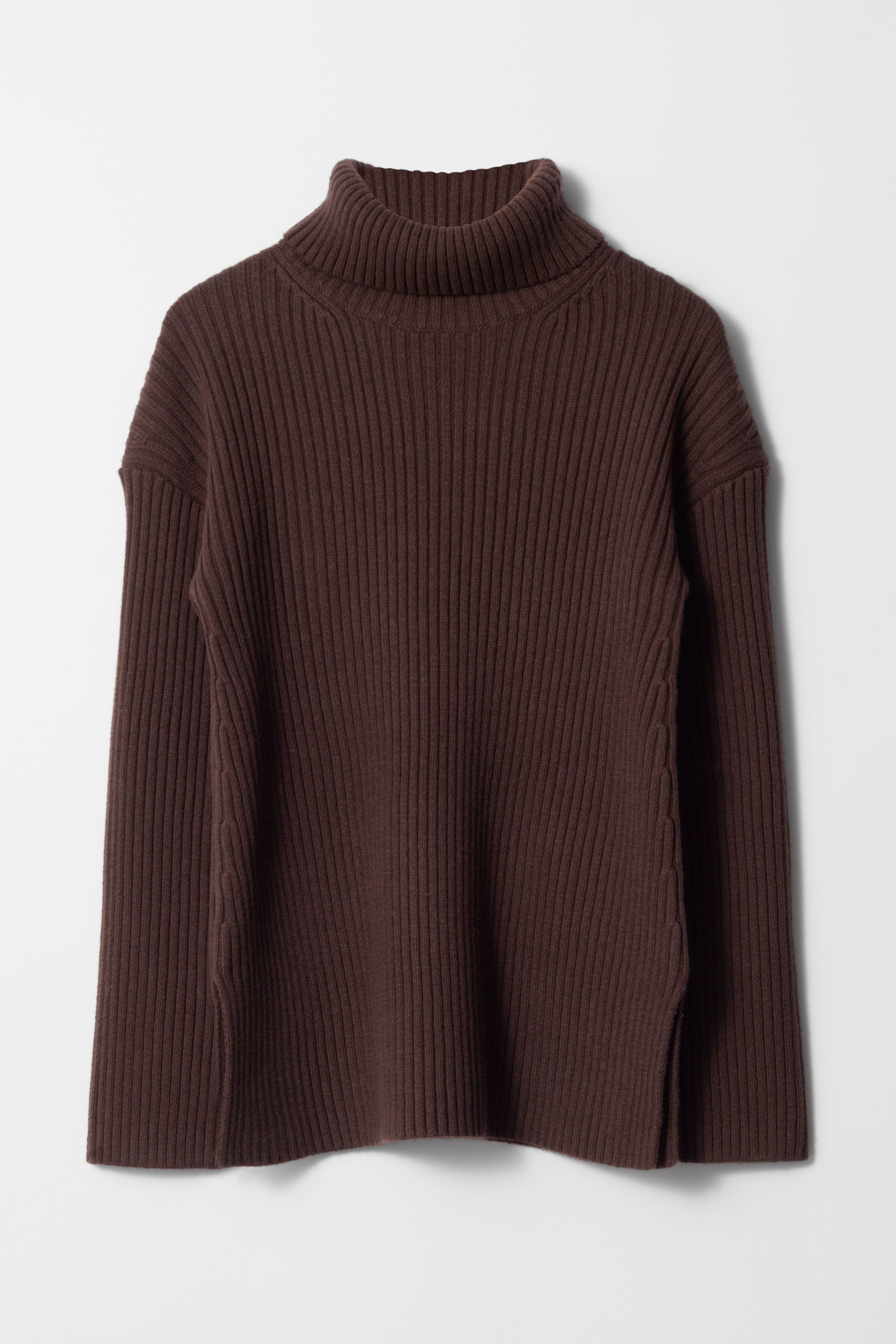 Strickpullover aus Wolle mit Rollkragen - Braun