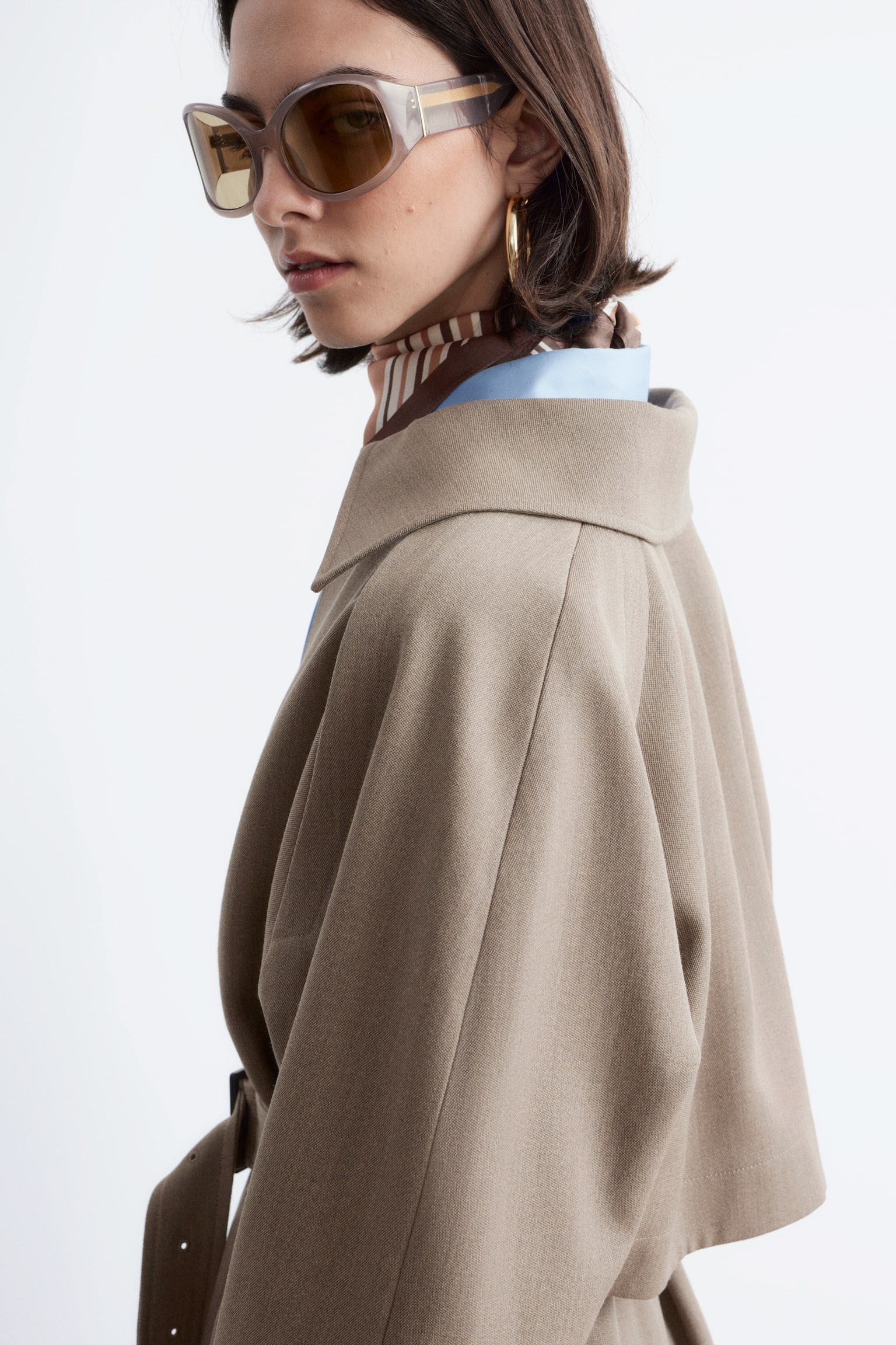 Trench in lana con cintura annodabile - Talpa/Nero - 9