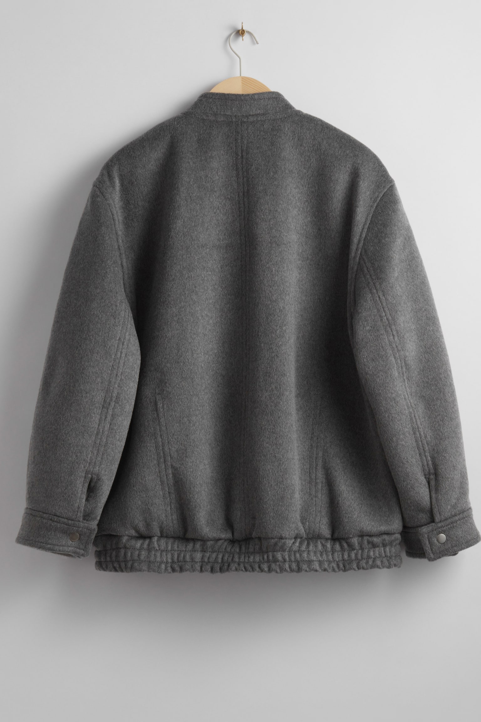 Oversized Wool Jacket - Grey Melange/Black - 2