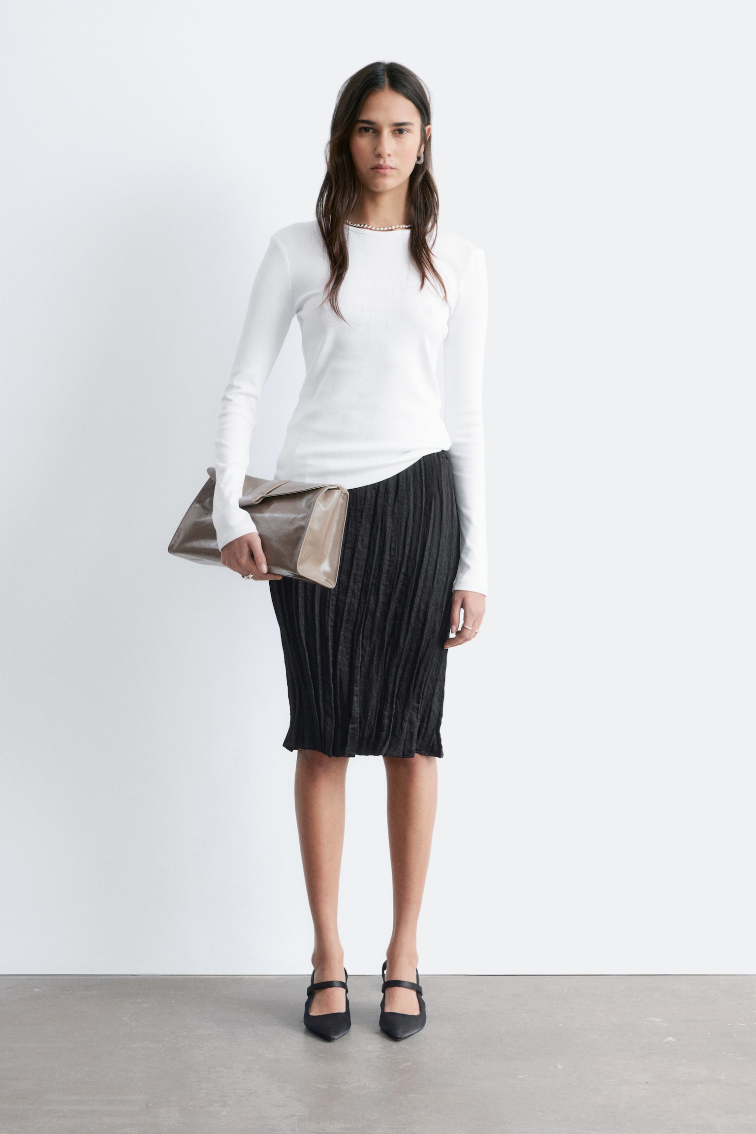 Haut côtelé à manches longues - Blanc/Marron foncé/Rayures beiges/noires/Black/Rayures brunes et blanches/Gris clair/Vert foncé - 1