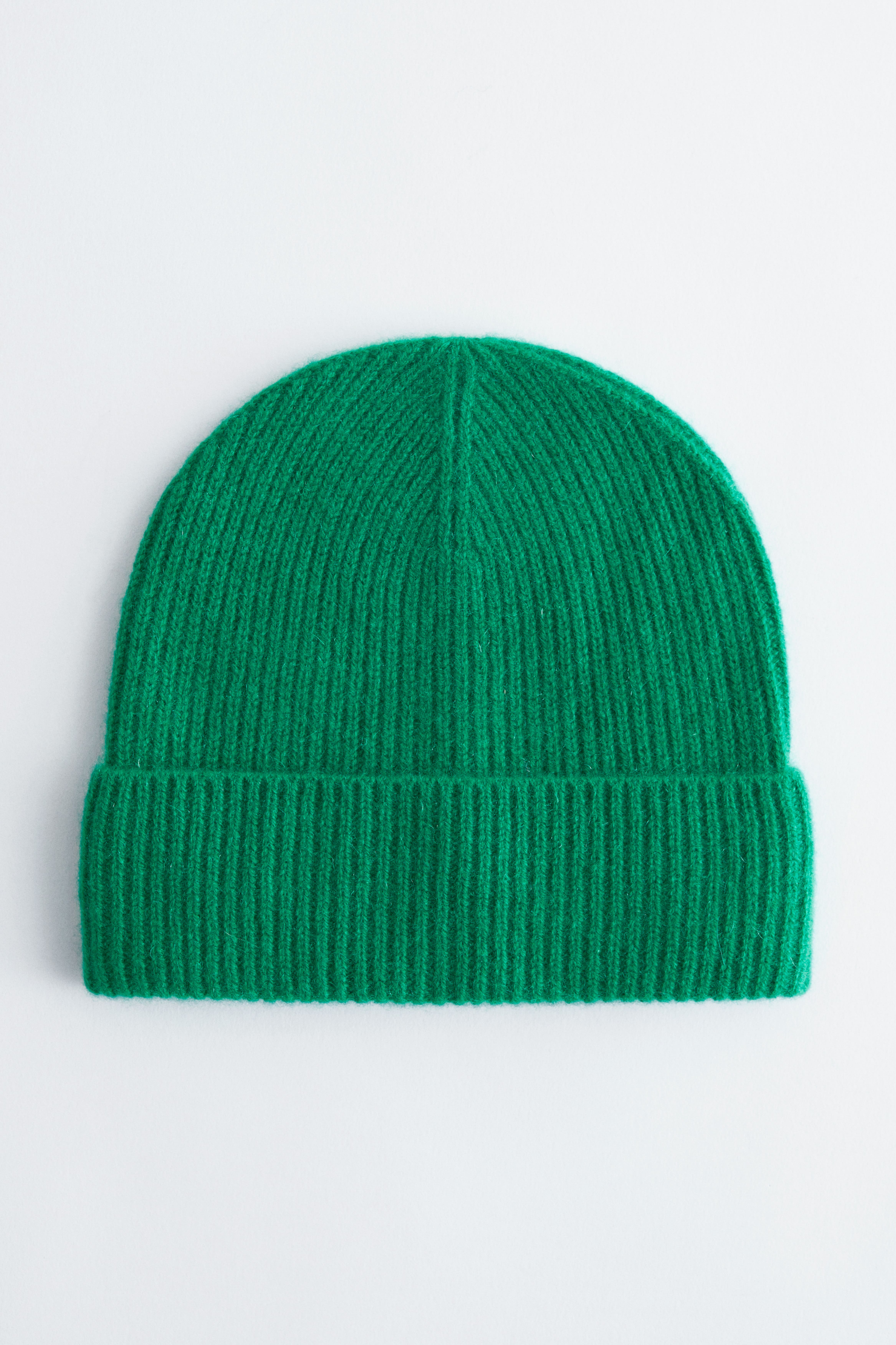 Beanie van kasjmier - Groenblauw/Zwart/Helderblauw/Crème