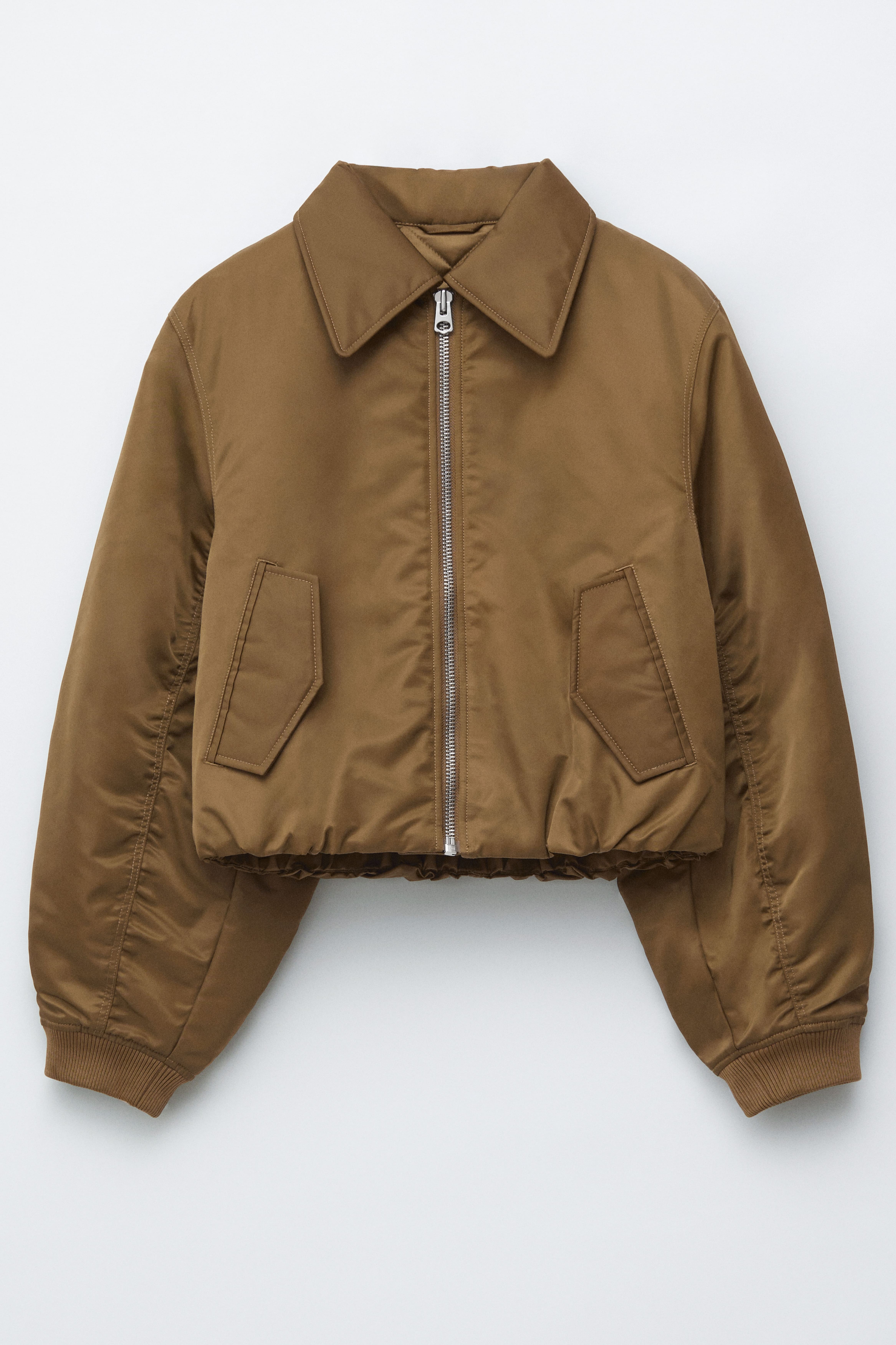 Verkürzte Bomberjacke - Khaki-Braun