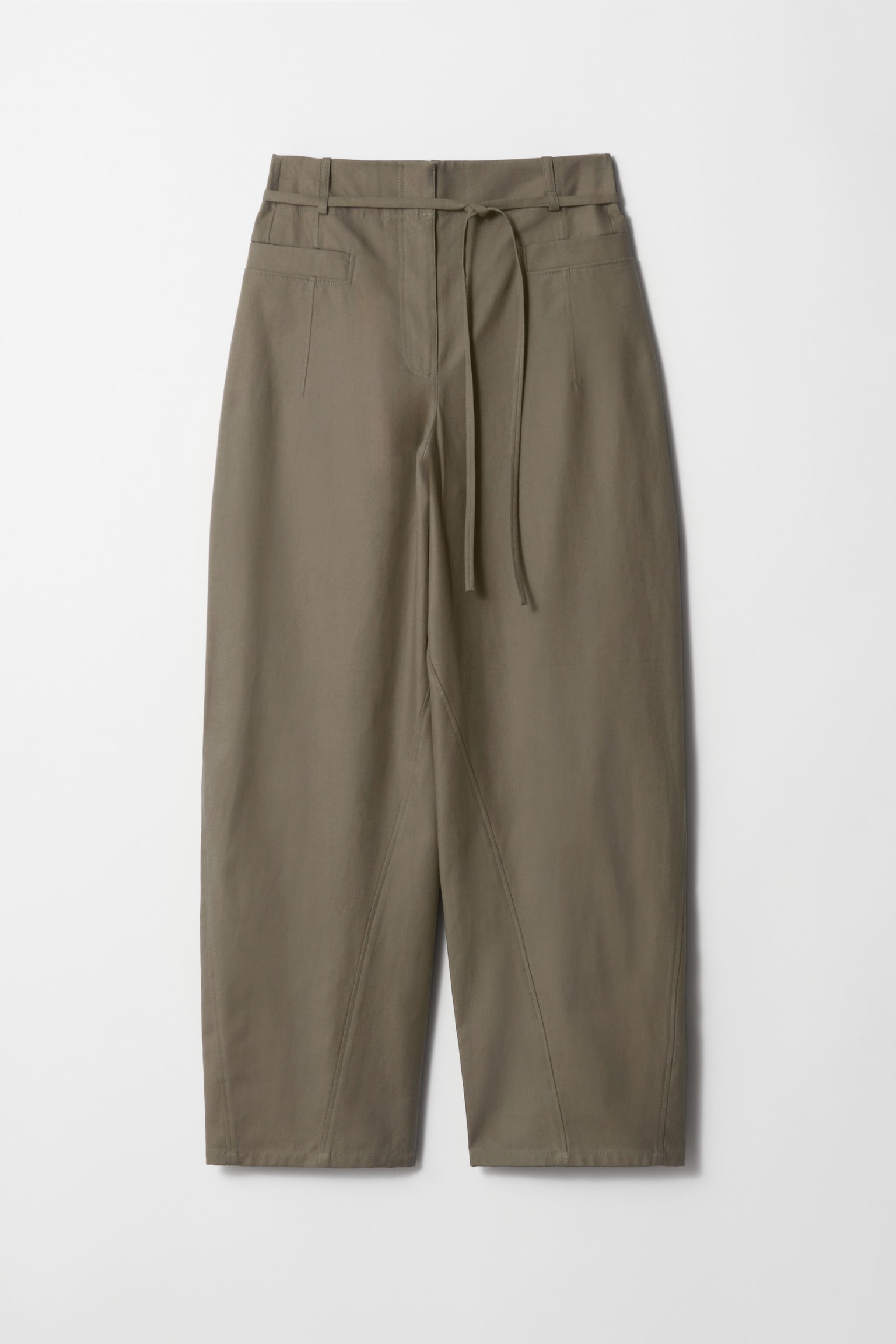 Barrel-Leg Trousers - Khaki/Black