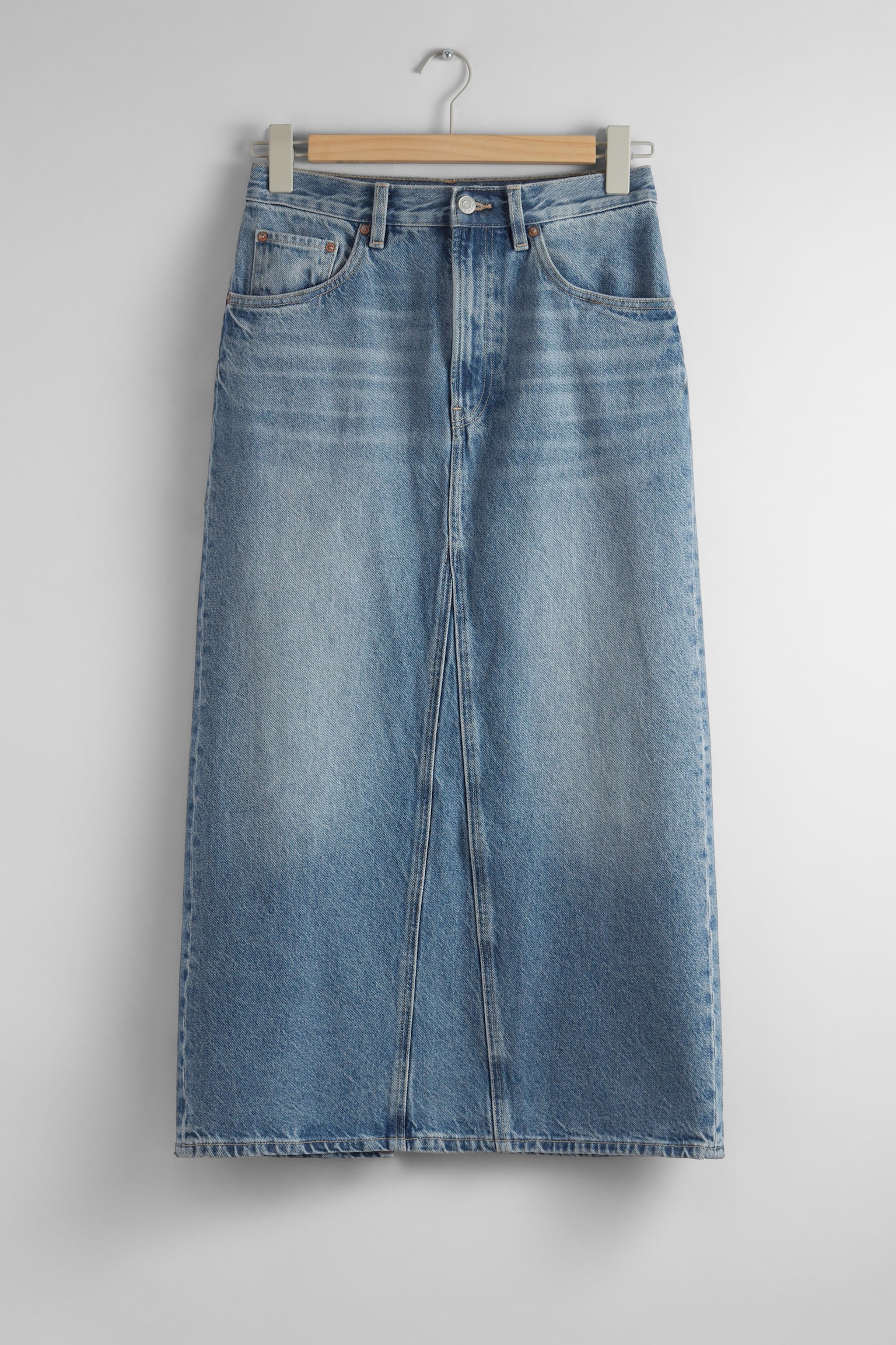 Denim Midi Skirt - Mid Blue - 2