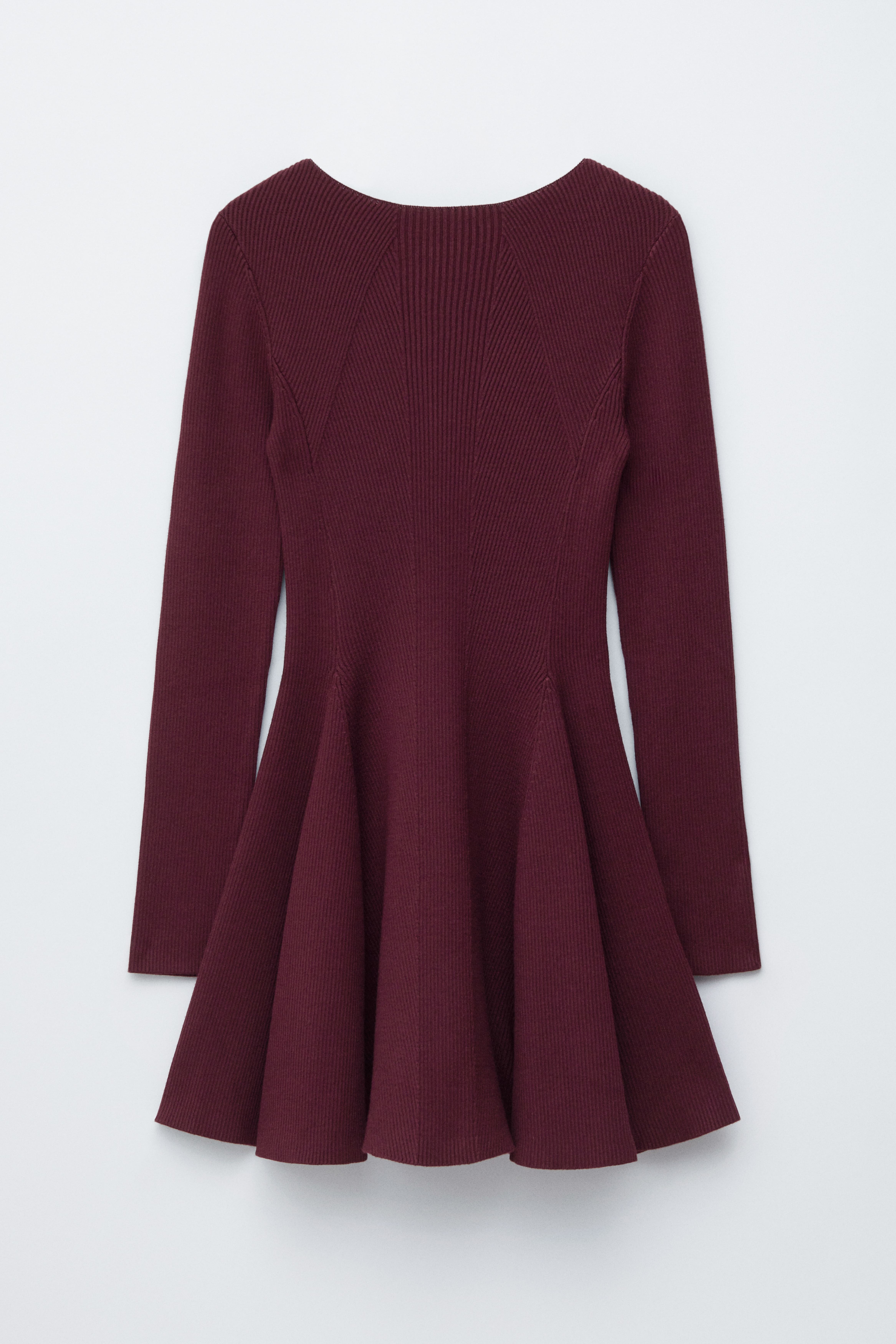 Rib Knit Mini Dress - Burgundy/Black