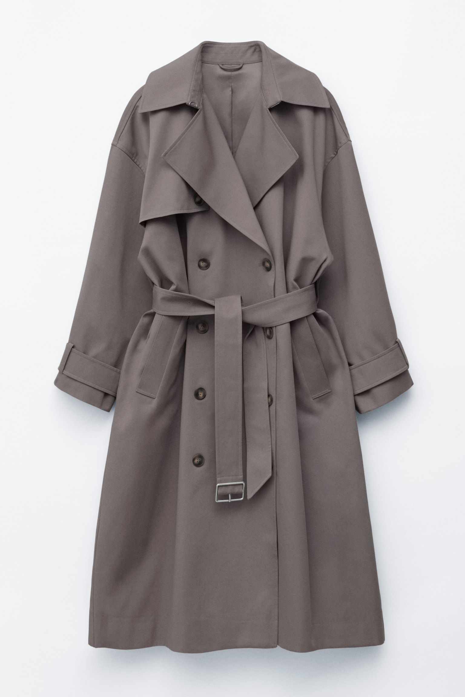 Double-Breasted Trench Coat - Beige/Beige