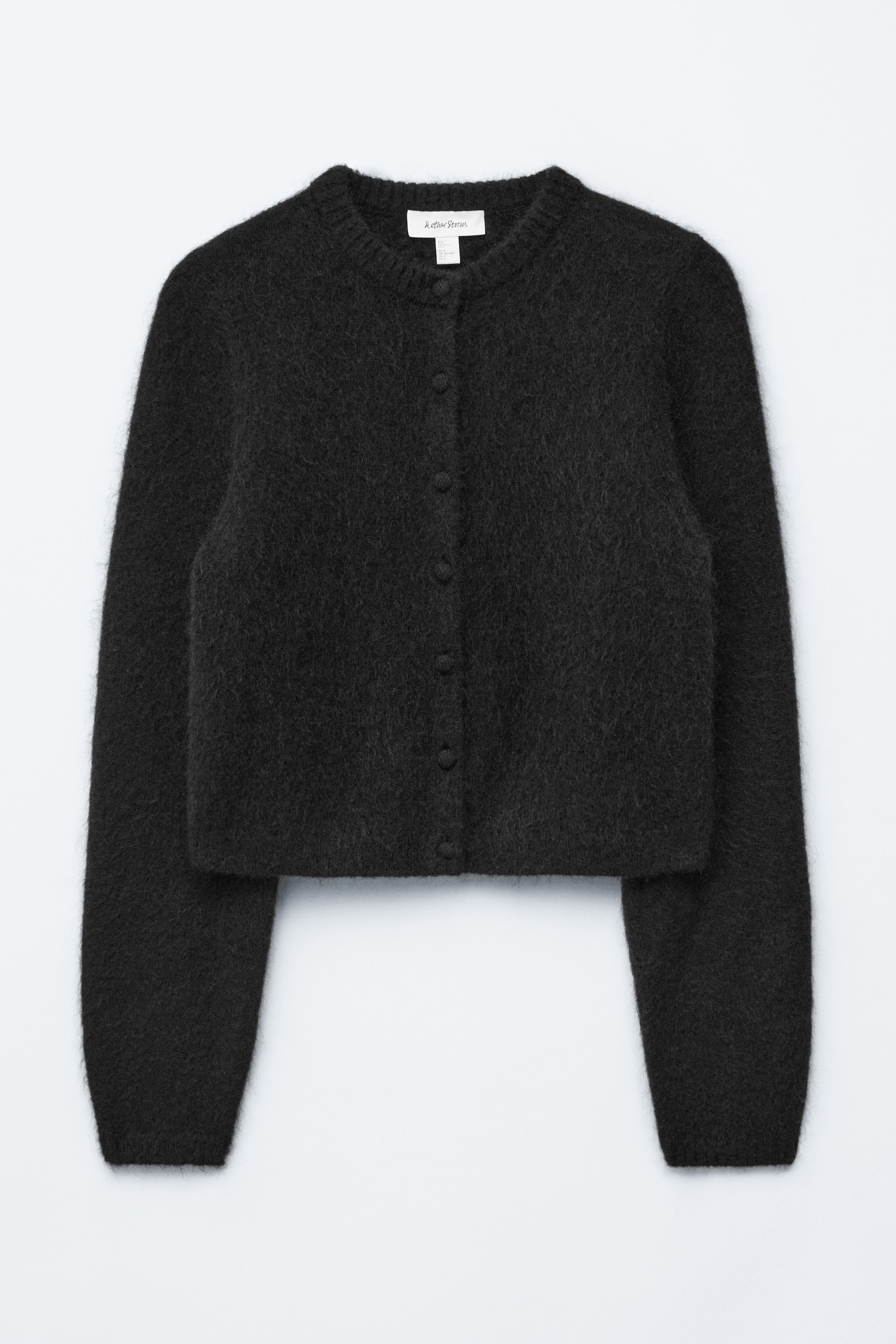 Cardigan in maglia spazzolata - Nero