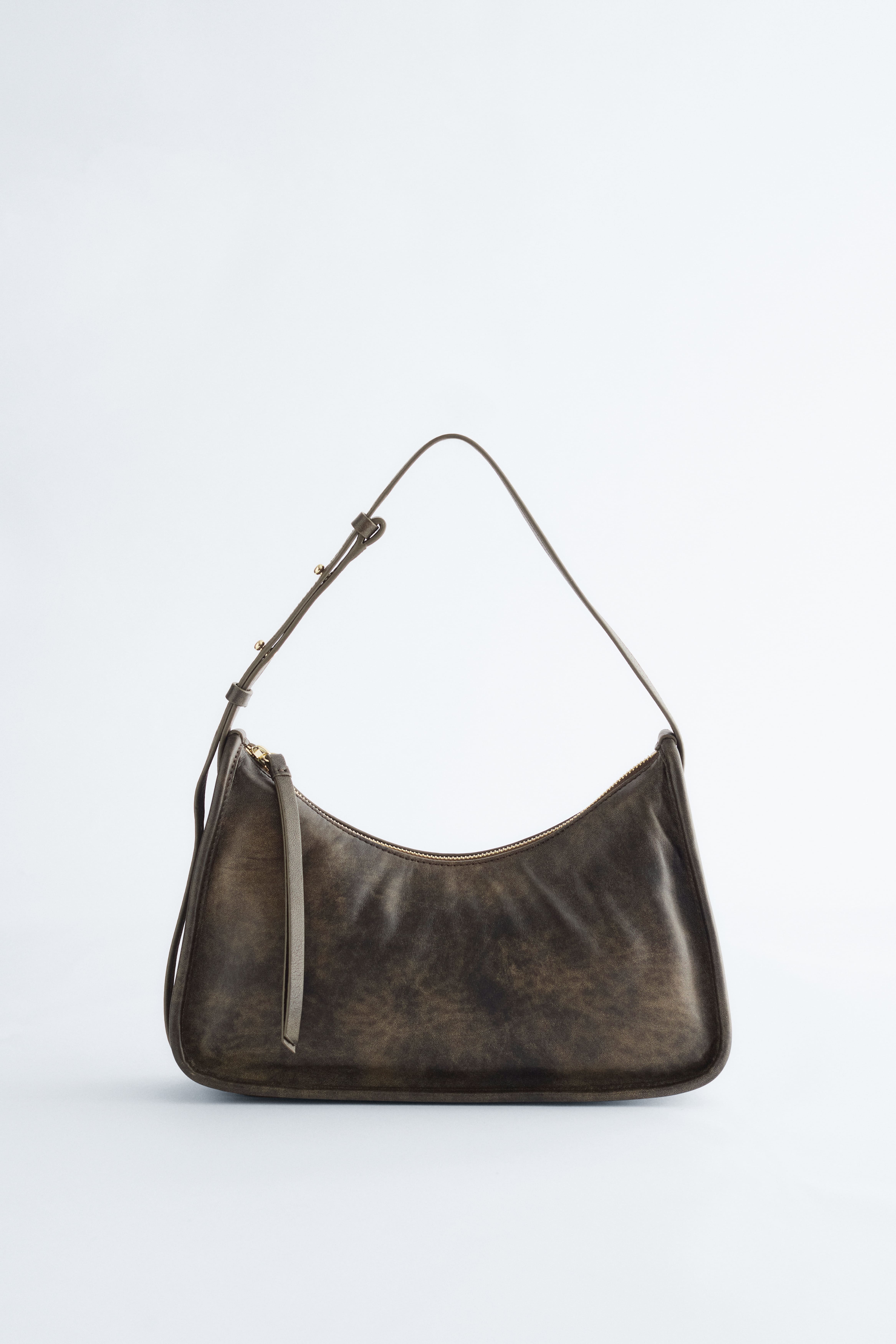 Leren schoudertas - Bruin/Zwart